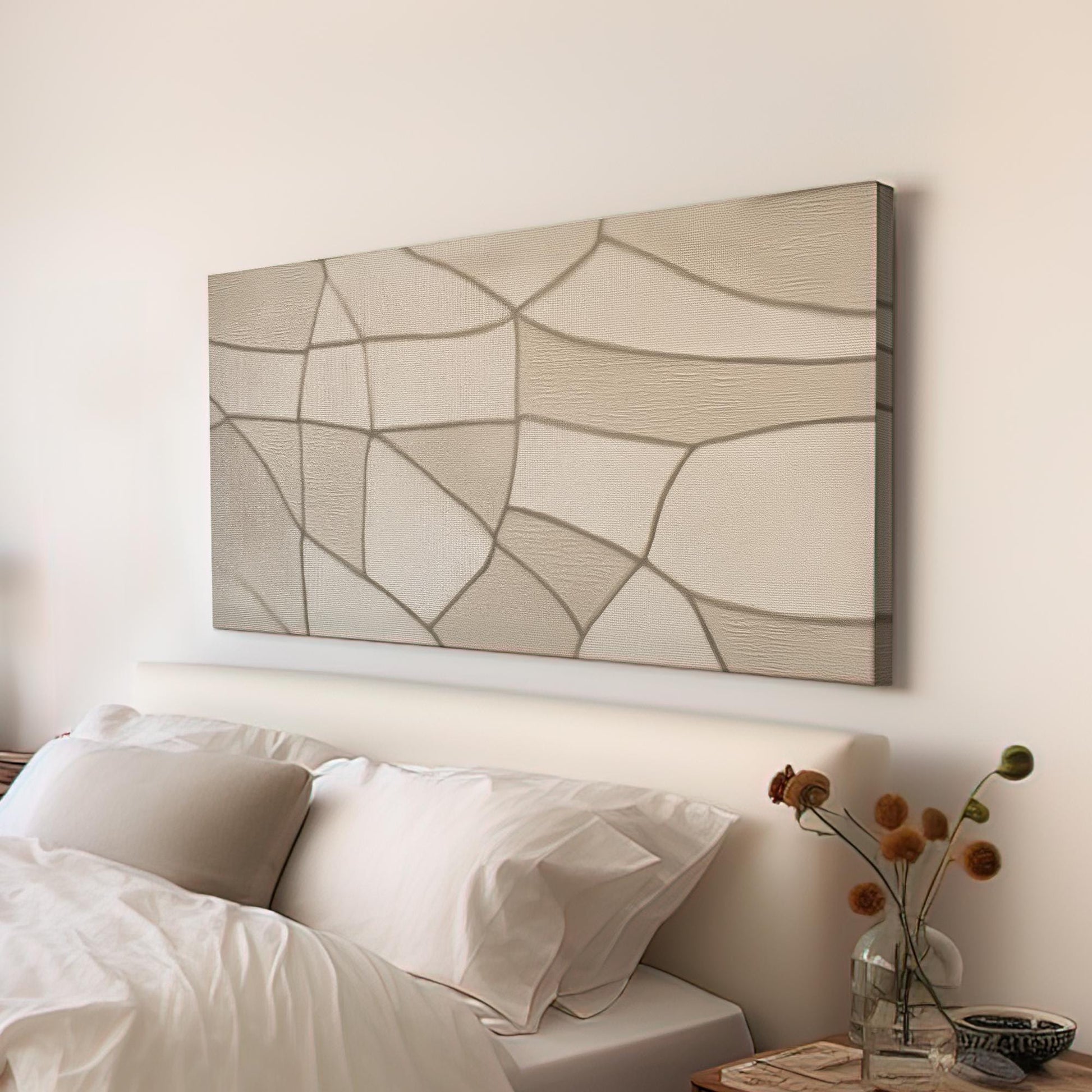 Subtle Geometric Canvas Art | Abstract Print | Modern Wall Art For Living Room | Sand Dune Art | Shapes Decor Horizontal Art