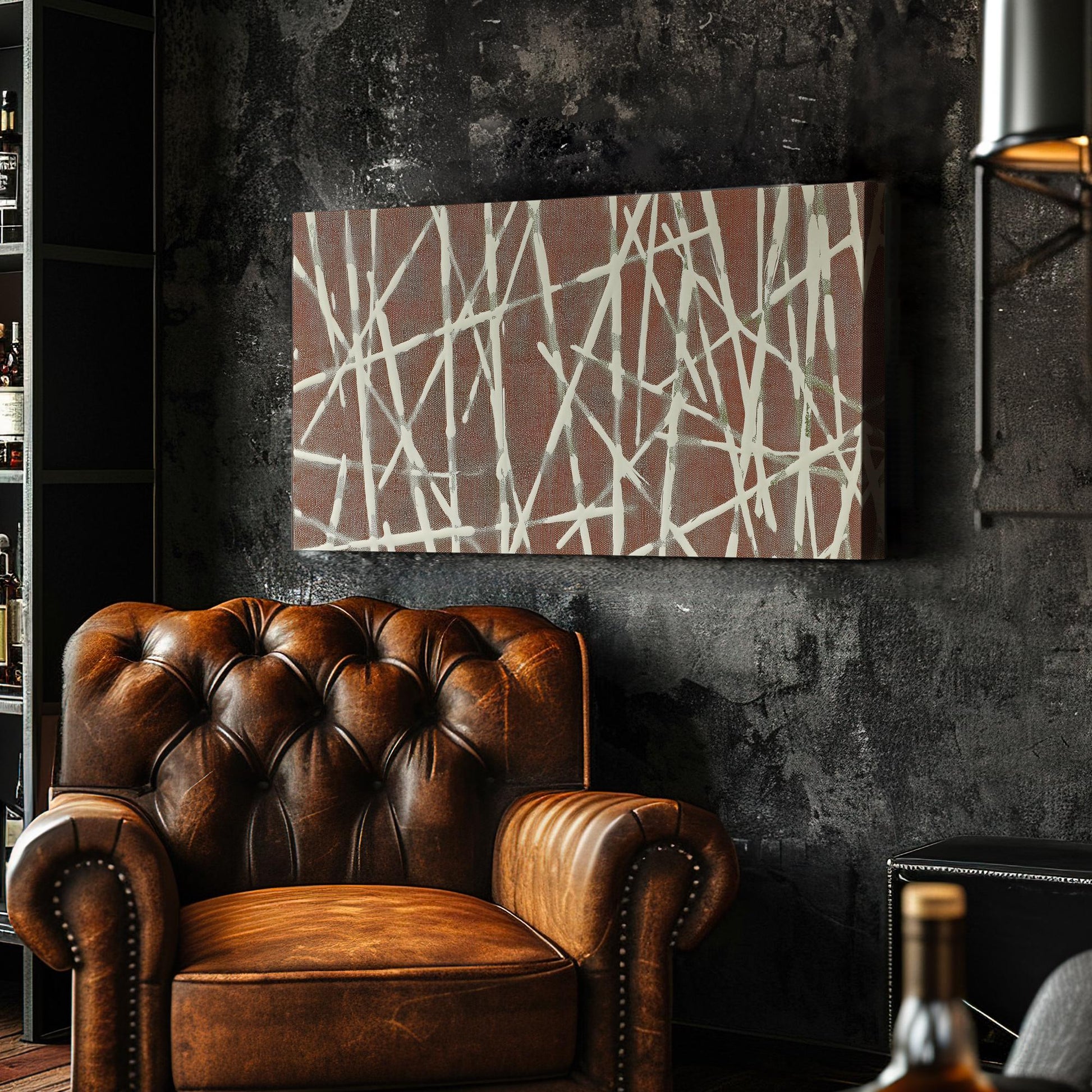 Tangled Lines Canvas Art | Abstract Print | Modern Wall Art For Living Room | Antique White Art | Geometric Decor Horizontal Art