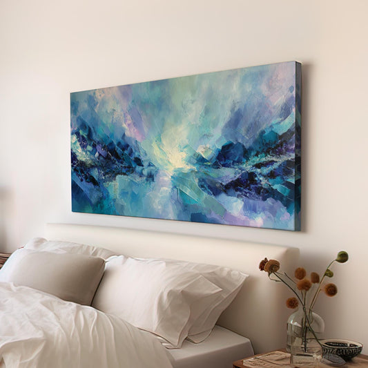 Ethereal Horizon Canvas Art | Abstract Print | Modern Wall Art For Living Room | Celestial Azure Art | Landscape Decor Horizontal Art