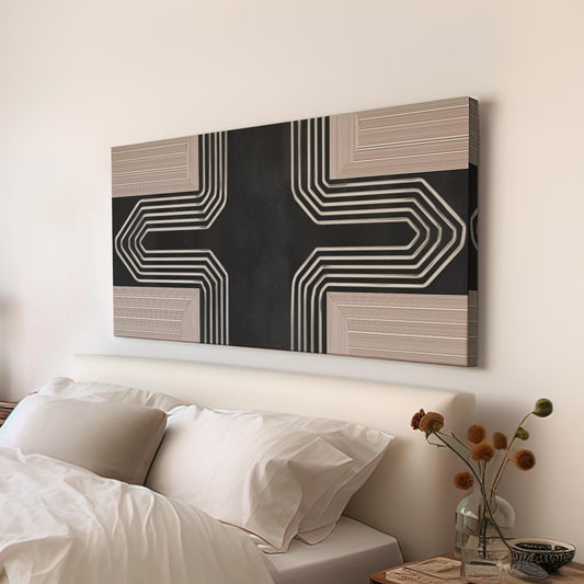 Crossroads Symphony Canvas Art | Geometric Modern Print | Contemporary Wall Art For Living Room | Obsidian Elegance Art | Abstract Linear