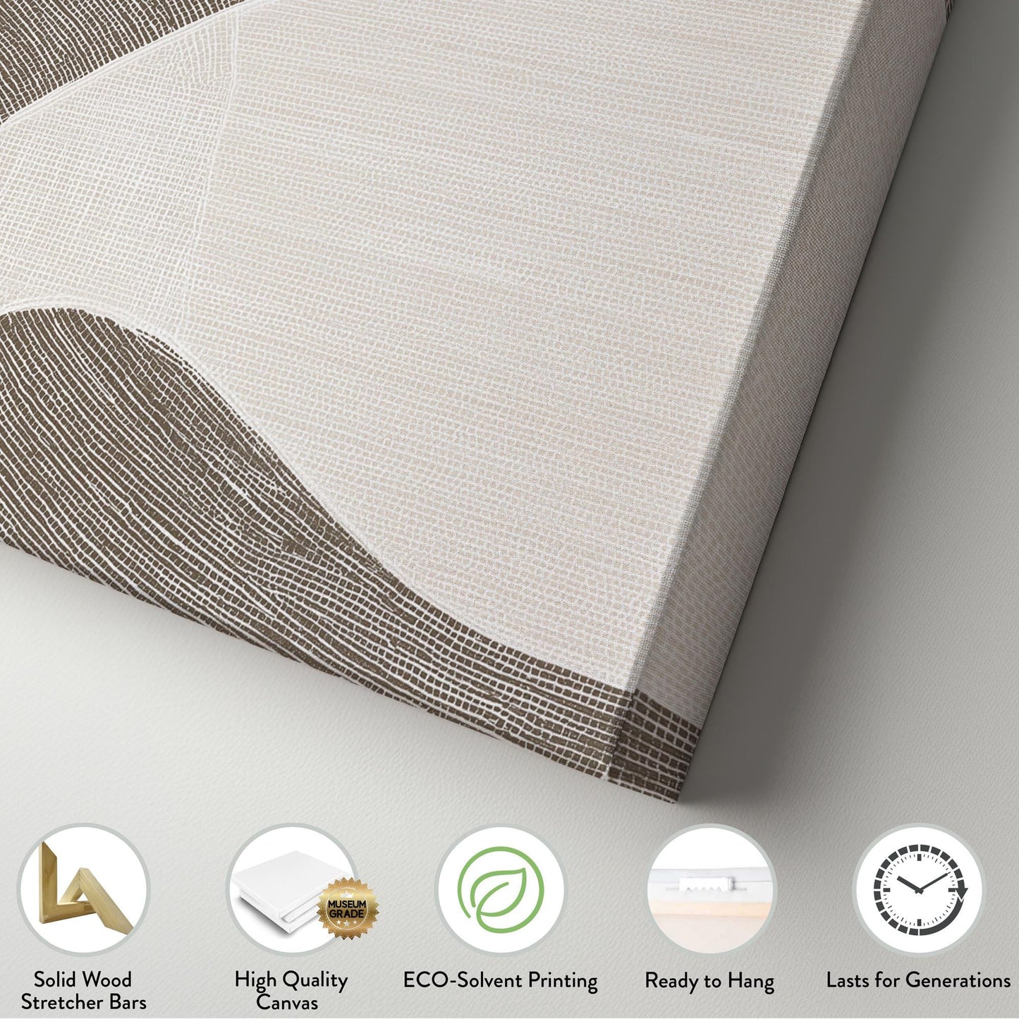 Flowing Curves Canvas Art | Abstract Print | Minimalist Wall Art For Living Room | Earthy Taupe Art | Wave Decor Horizontal Art