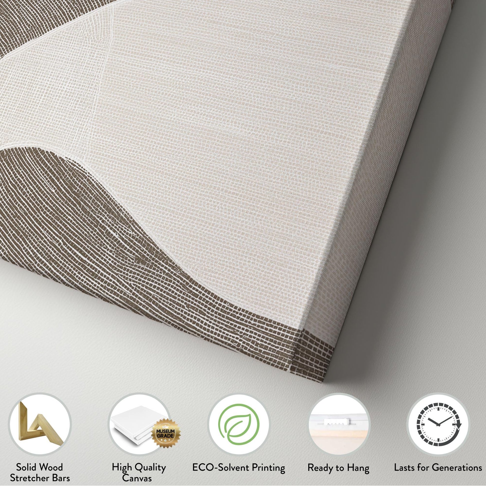 Flowing Curves Canvas Art | Abstract Print | Minimalist Wall Art For Living Room | Earthy Taupe Art | Wave Decor Horizontal Art