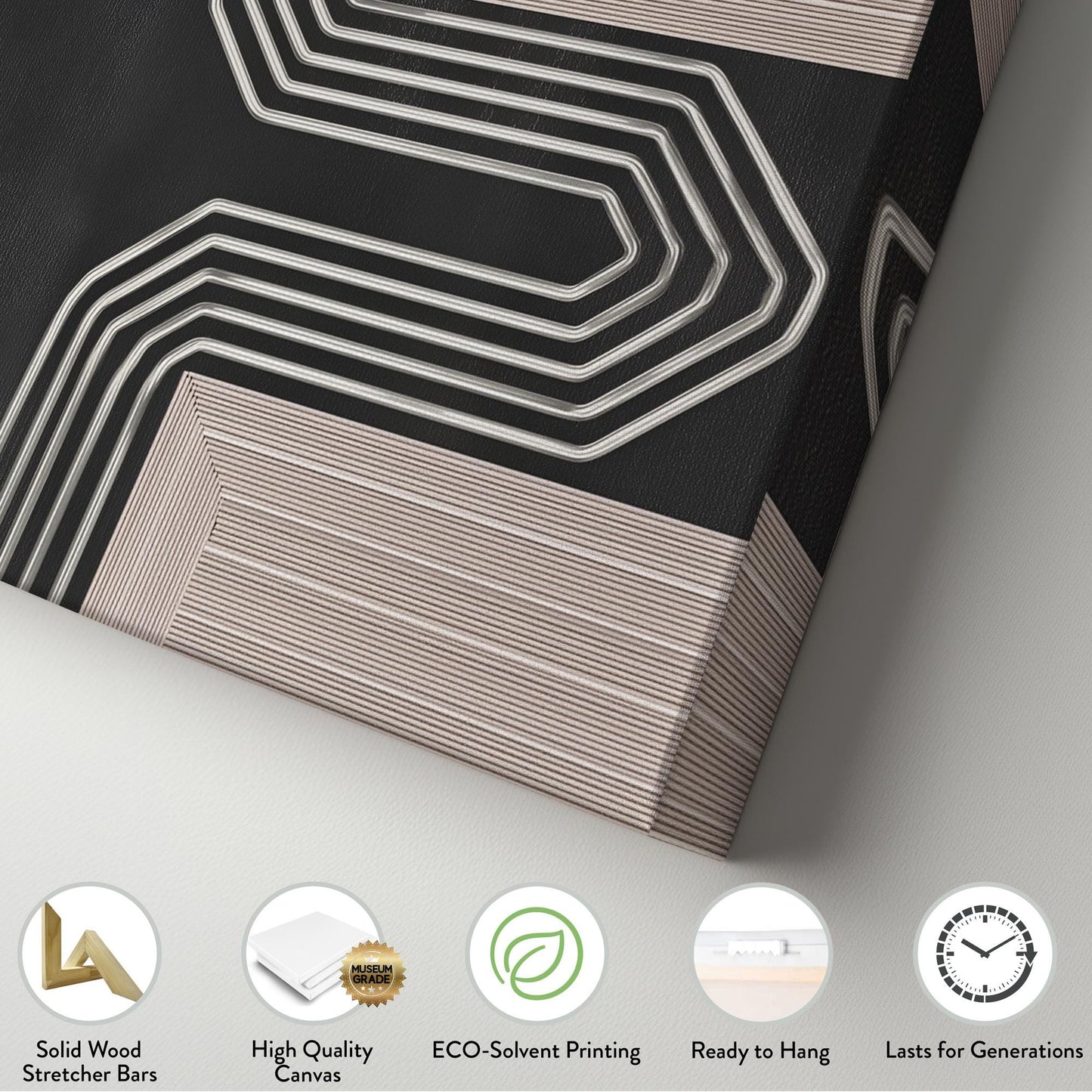 Crossroads Symphony Canvas Art | Geometric Modern Print | Contemporary Wall Art For Living Room | Obsidian Elegance Art | Abstract Linear