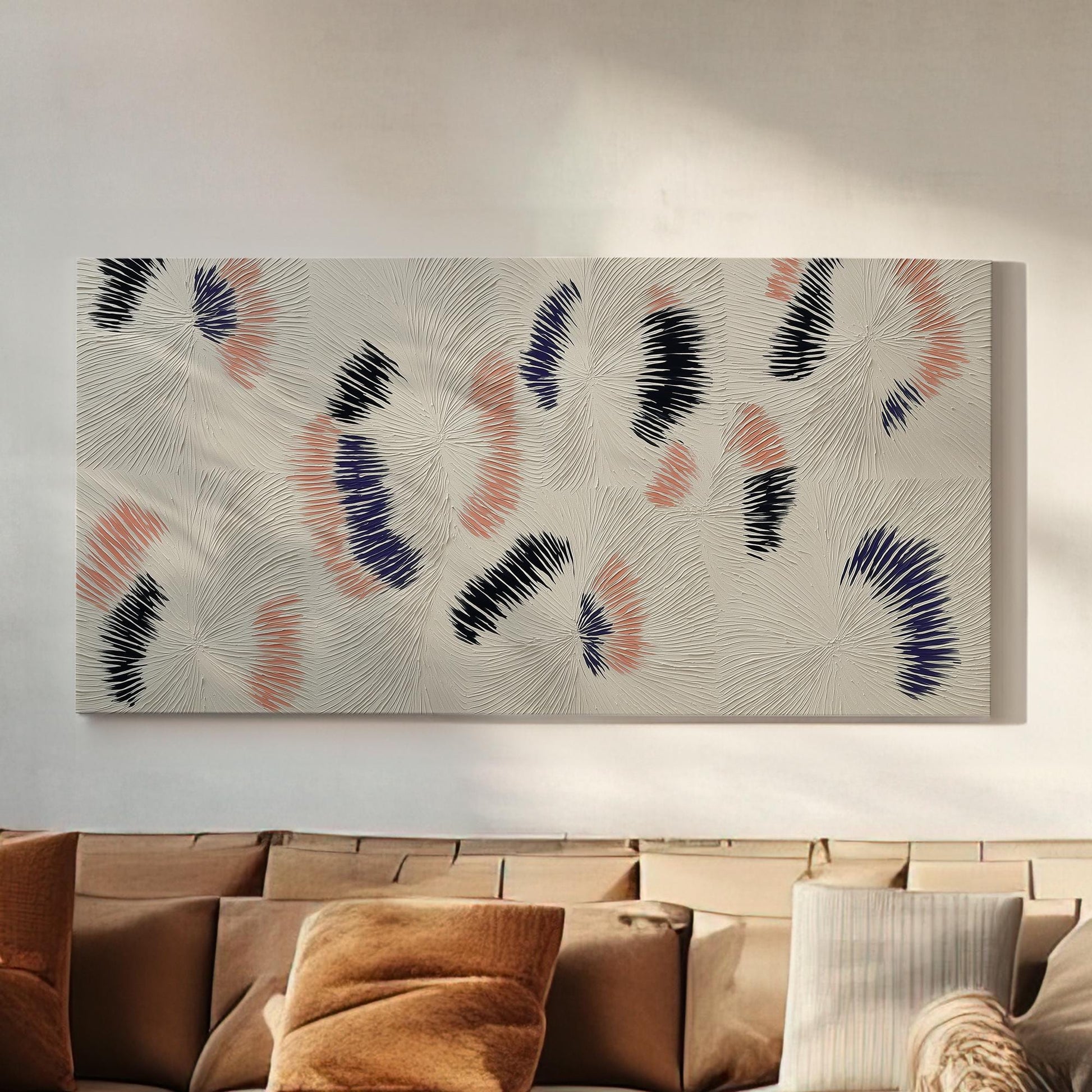 Ethereal Ridges Canvas Art | Abstract Texture Print | Modern Wall Art For Living Room | Whispering Blush Art | Textured Pattern Decor Art