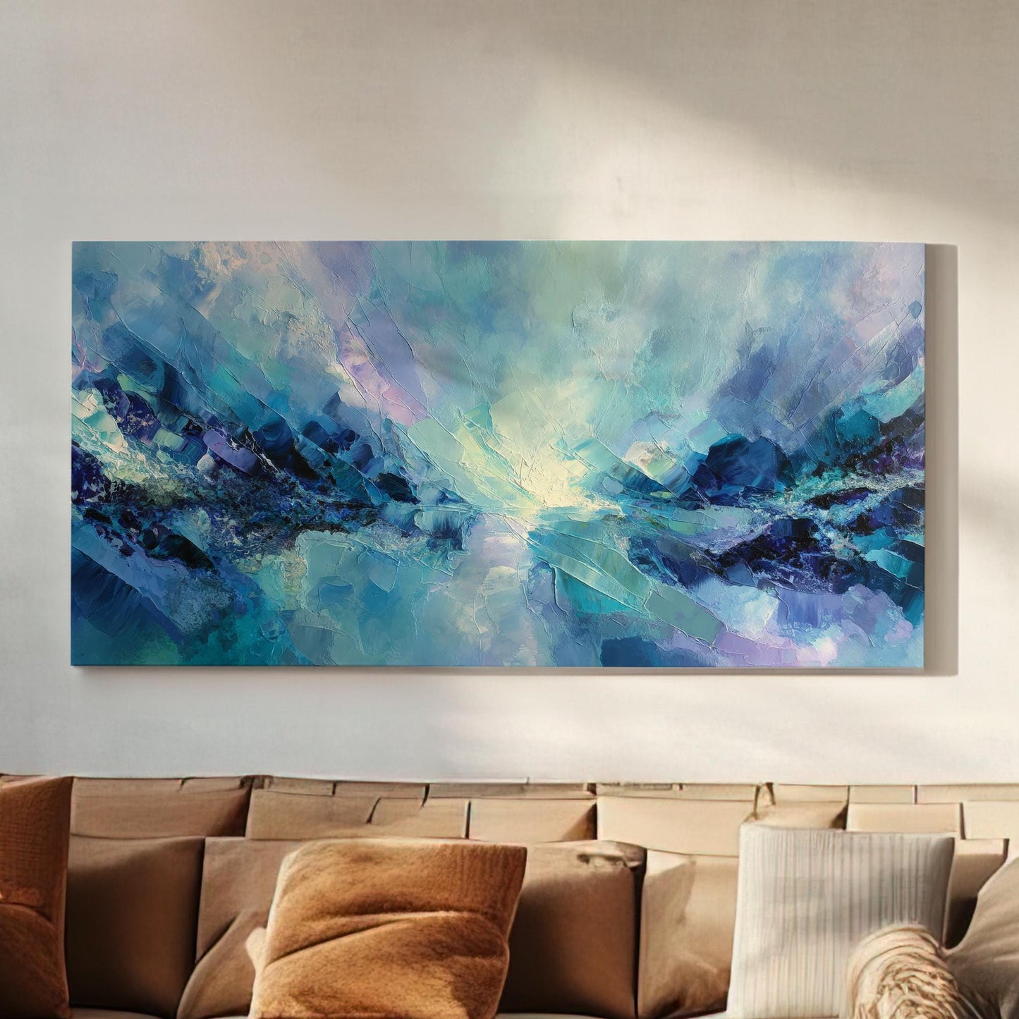 Ethereal Horizon Canvas Art | Abstract Print | Modern Wall Art For Living Room | Celestial Azure Art | Landscape Decor Horizontal Art