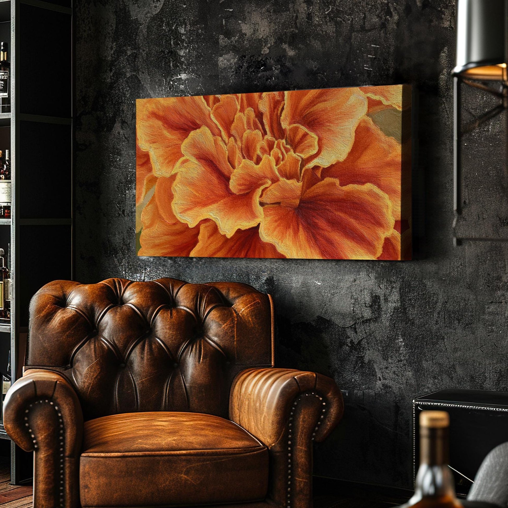 Fiery Petals Canvas Print: Impressionistic Floral Wall Art