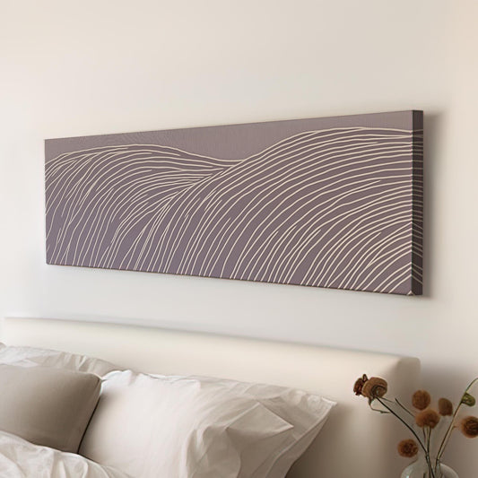 Winding Waves Canvas Art Abstract Print Minimalist Wall Art For Bedroom Lilac Haze Art Line Decor Panoramic Wall Art