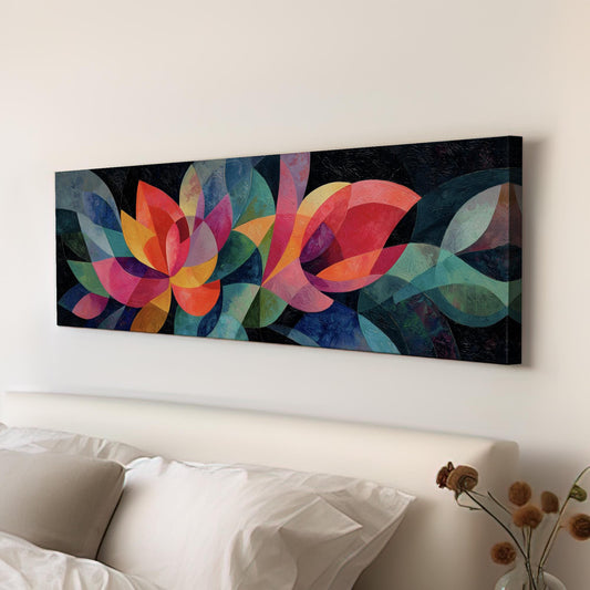 Vibrant Petals Canvas Art Abstract Print Modern Wall Art For Living Room Radiant Spectrum Art Floral Decor Panoramic Wall Art