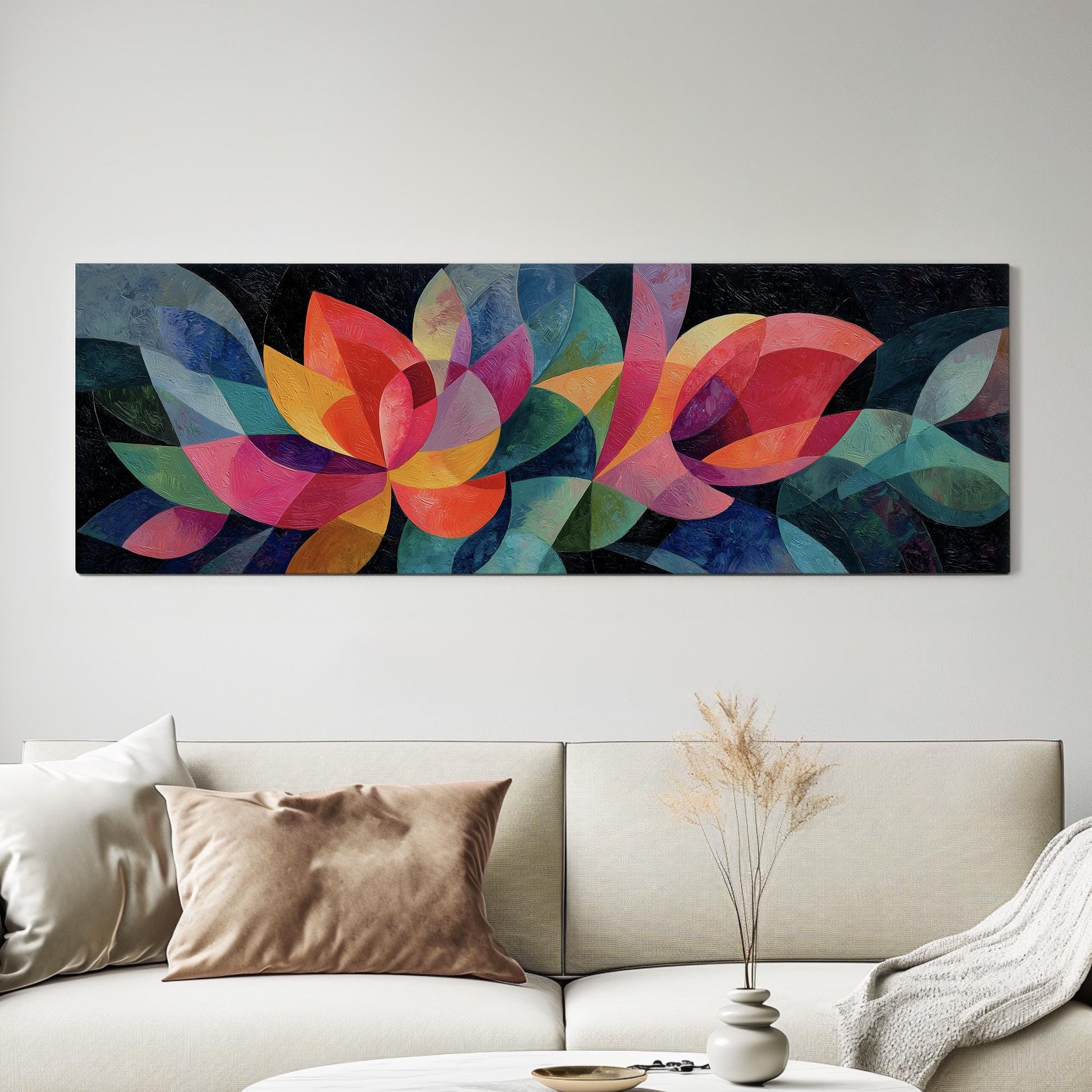 Vibrant Petals Canvas Art Abstract Print Modern Wall Art For Living Room Radiant Spectrum Art Floral Decor Panoramic Wall Art
