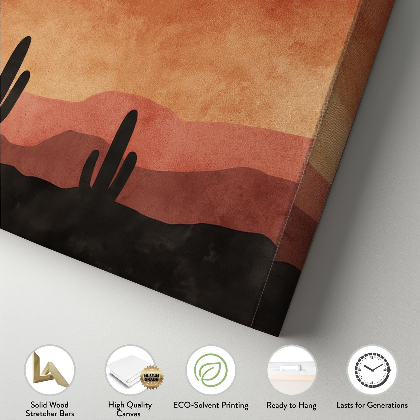 Sunset Over Desert Canvas Art Minimalist Print Contemporary Wall Art For Living Room Sunset Ember Art Cactus Landscape Decor Panoramic Art