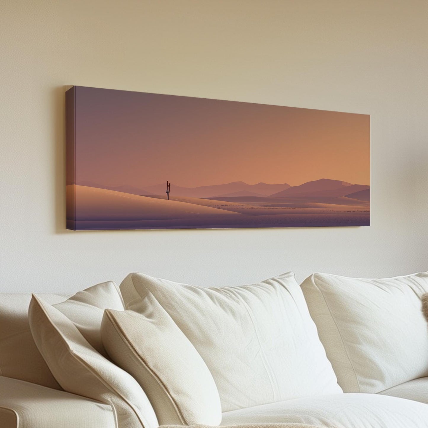 Silent Desert Evening Canvas Art Minimalist Print Modern Wall Art For Living Room Dusk Blush Art Landscape Decor Panoramic Wall Art