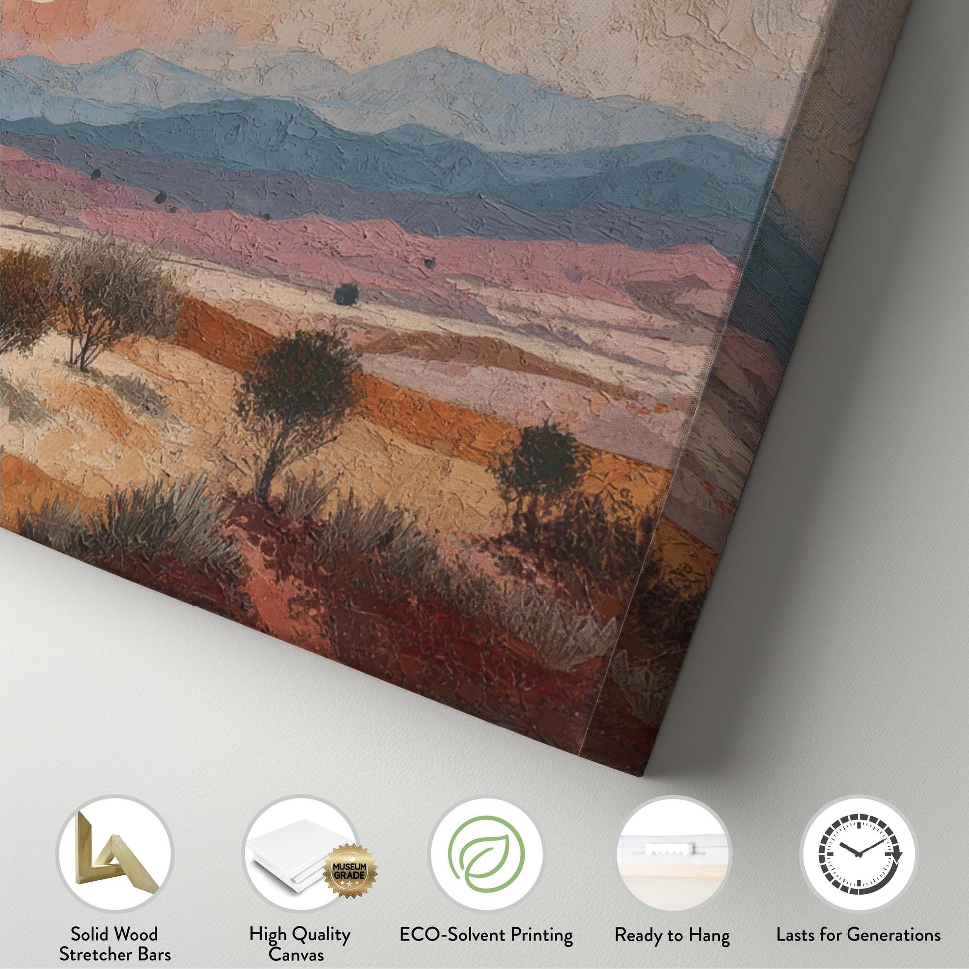 Rustic Hillside Retreat Canvas Art Impressionist Print Mediterranean Wall Art For Living Room Sunset Peach Art Landscape Panoramic Wall Art