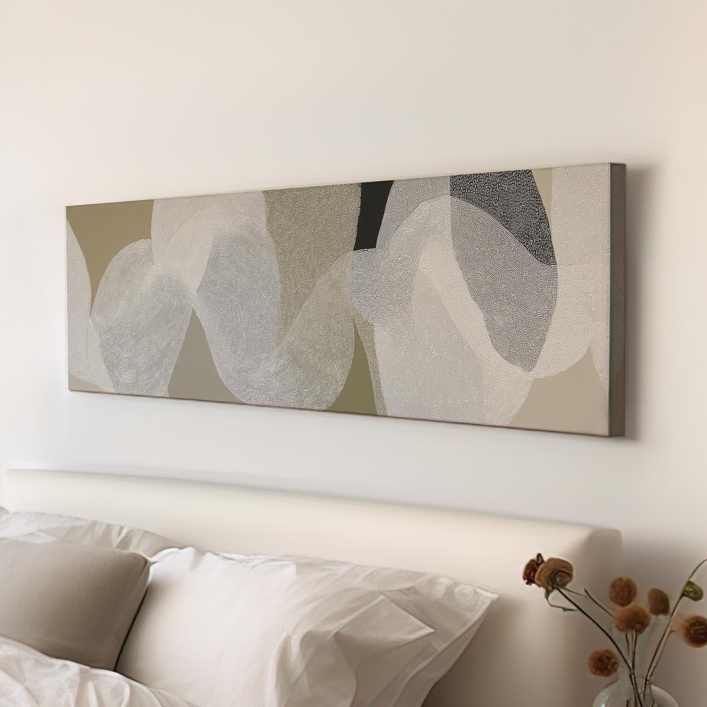 Fluid Whispers Canvas Art Abstract Print Modern Wall Art For Living Room Soft Sand Art Wave Decor Panoramic Wall Art