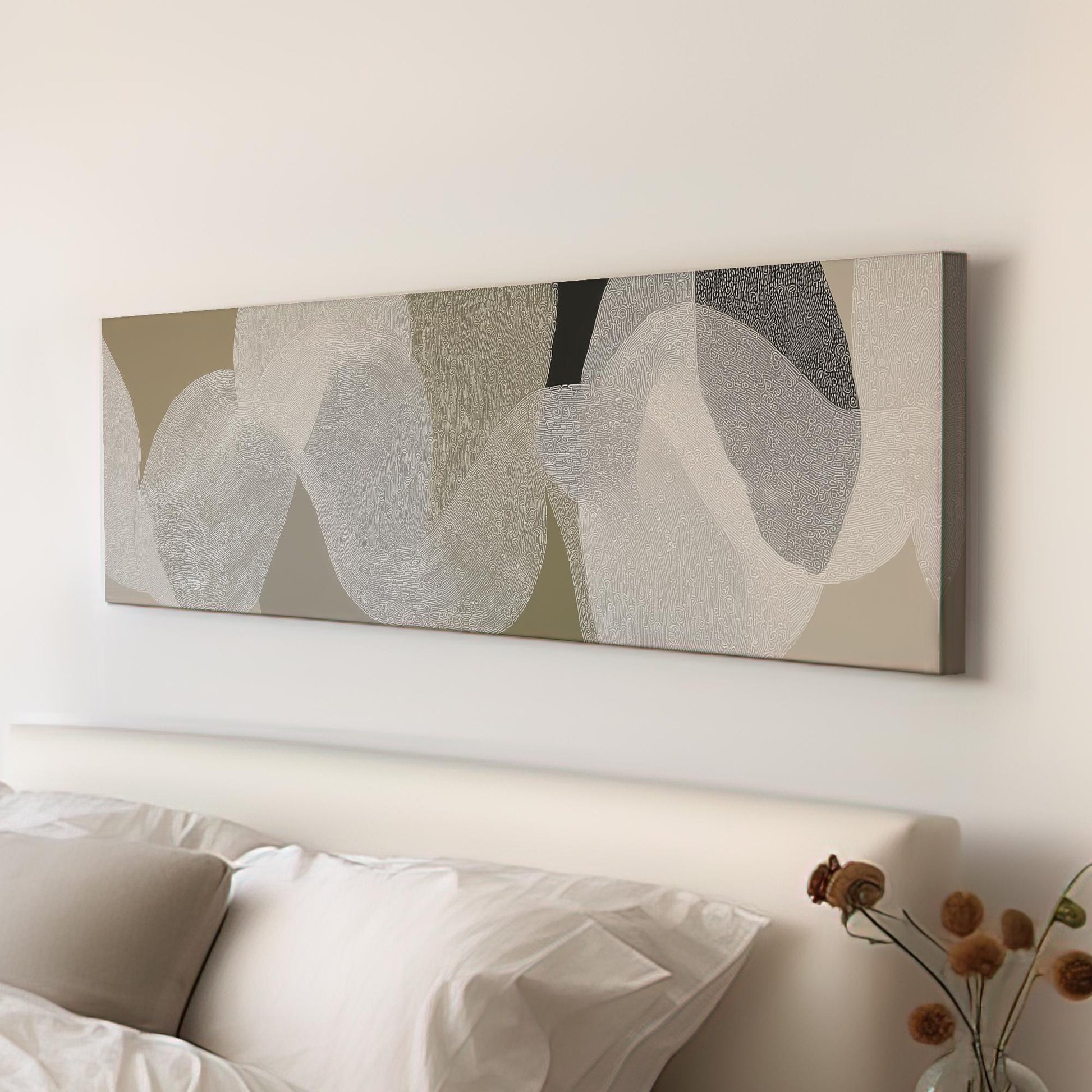 Fluid Whispers Canvas Art Abstract Print Modern Wall Art For Living Room Soft Sand Art Wave Decor Panoramic Wall Art