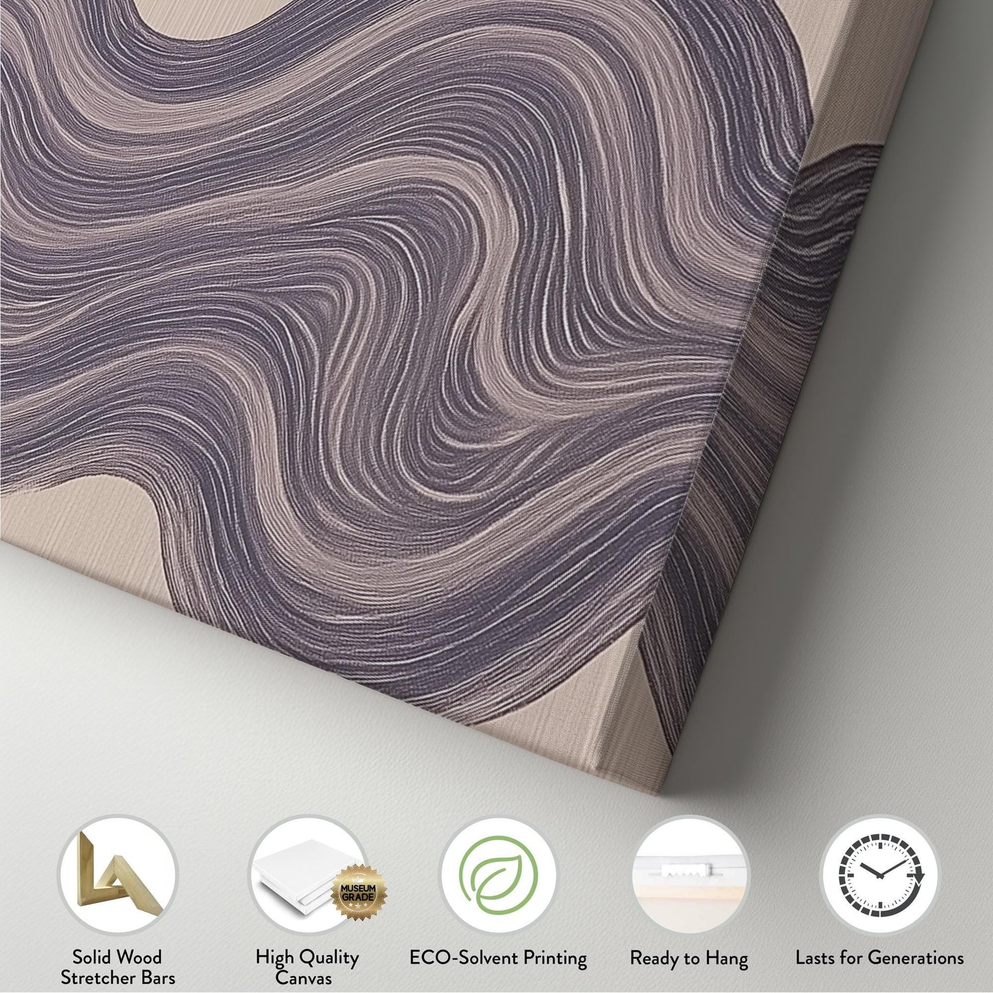 Fluid Waves Canvas Art Abstract Print Modern Wall Art For Living Room Lavender Haze Art Flowing Lines Decor Panoramic Wall Art