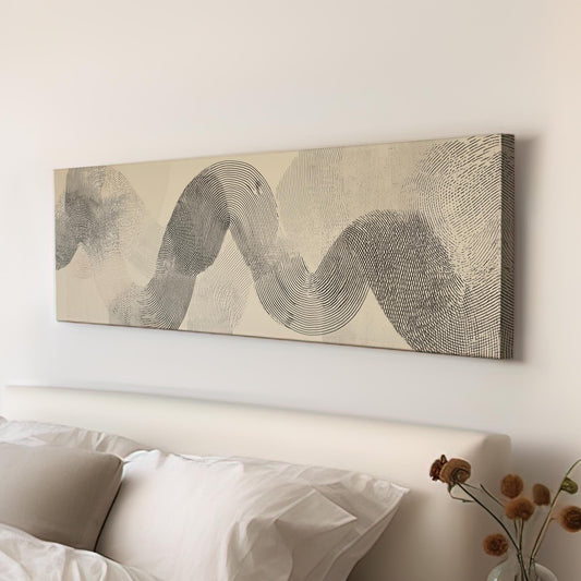 Flowing Lines Canvas Art Abstract Print Modern Wall Art For Living Room Sandy Beige Art Pattern Decor Panoramic Wall Art