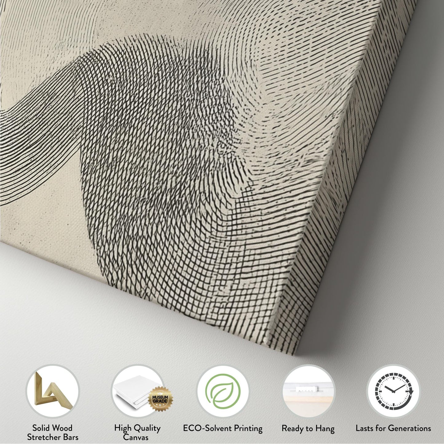 Flowing Lines Canvas Art Abstract Print Modern Wall Art For Living Room Sandy Beige Art Pattern Decor Panoramic Wall Art