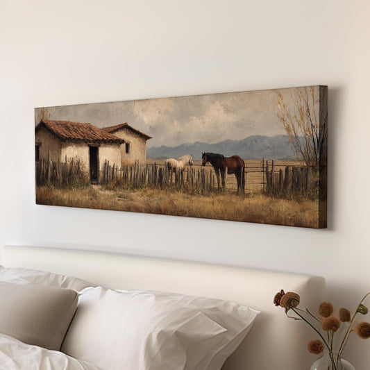 Charming Countryside Canvas Art Rustic Print Vintage Wall Art For Living Room Earthen Clay Art Farmhouse Decor Panoramic Wall Art