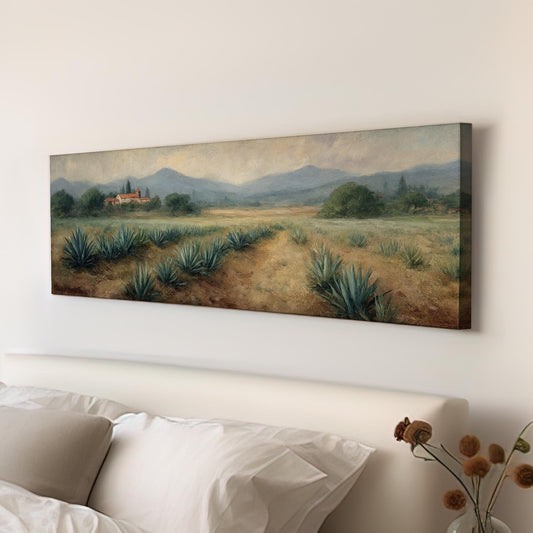 Agave Fields Panorama Canvas Art Landscape Print Rustic Wall Art For Living Room Sagebrush Green Art Countryside Decor Panoramic Wall Art