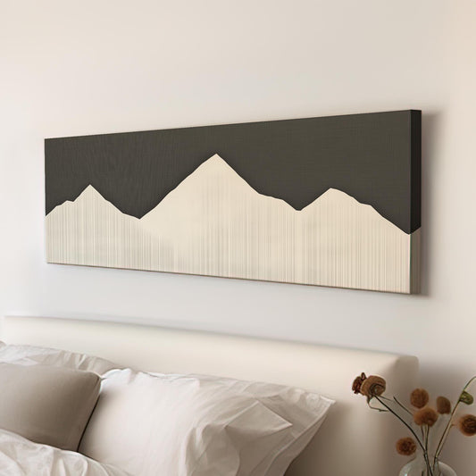 Mystic Peaks Canvas Art Minimalist Print Modern Wall Art For Office Snow Drift Gray Art Mountain Range Decor Panoramic Wall Art