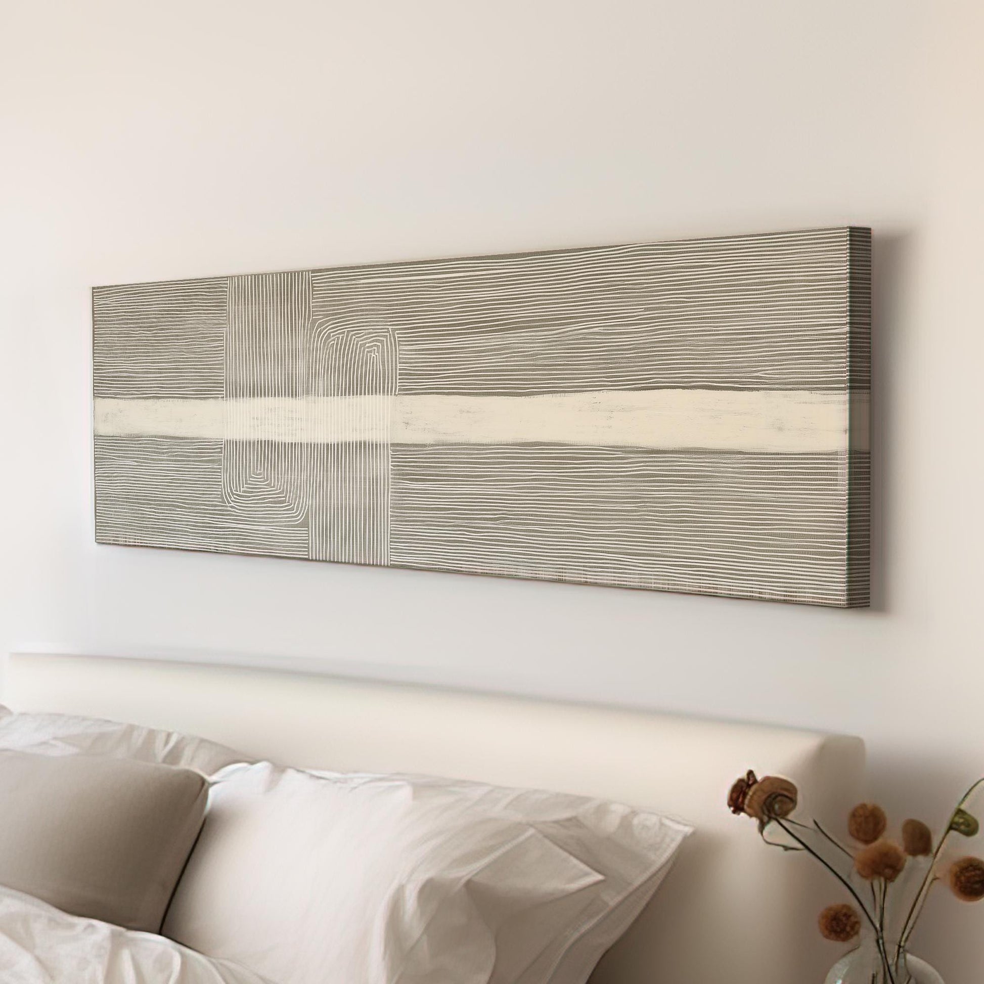 Linear Whispers Canvas Art Minimalist Print Modern Wall Art For Living Room Sandstone Art Linework Decor Panoramic Wall Art