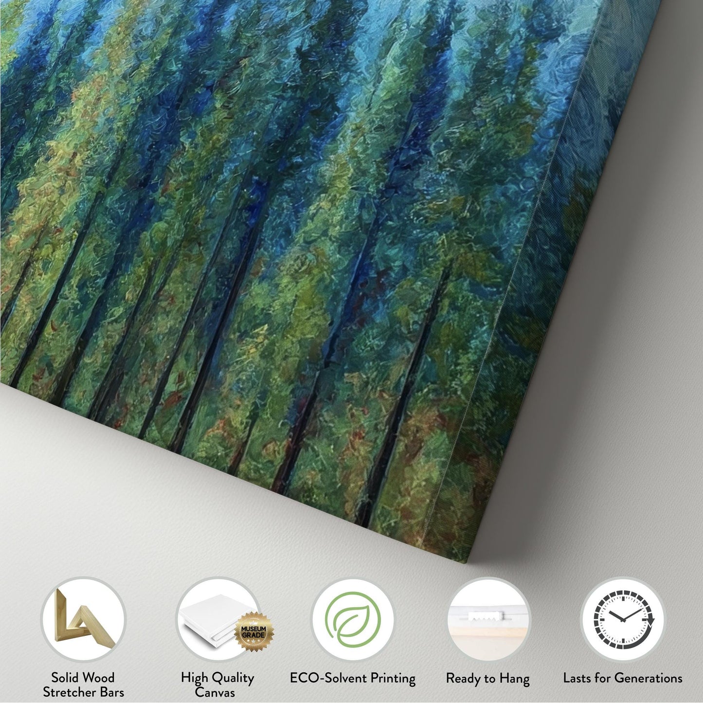 Majestic Pines Canvas Art Impressionist Print Rustic Wall Art For Living Room Verdant Emerald Art Forest Landscape Decor Panoramic Wall Art