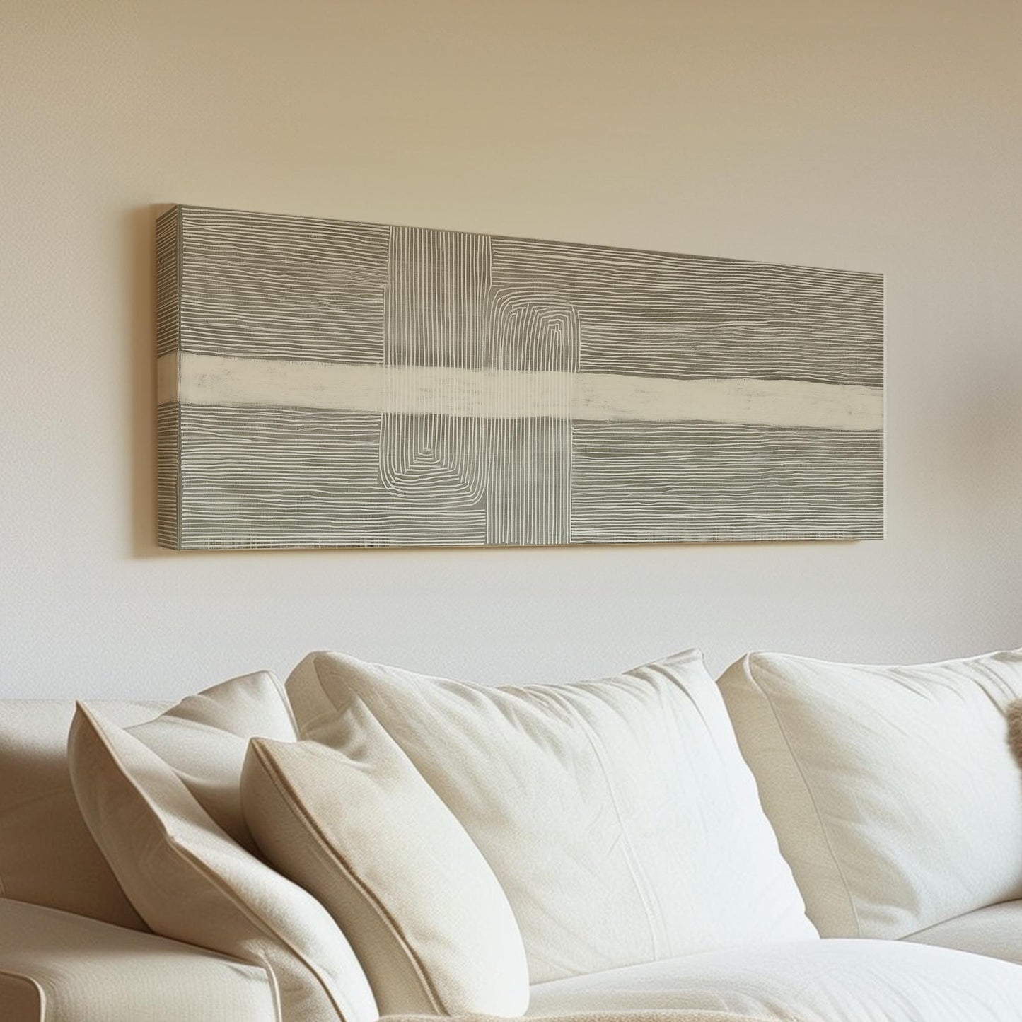 Linear Whispers Canvas Art Minimalist Print Modern Wall Art For Living Room Sandstone Art Linework Decor Panoramic Wall Art