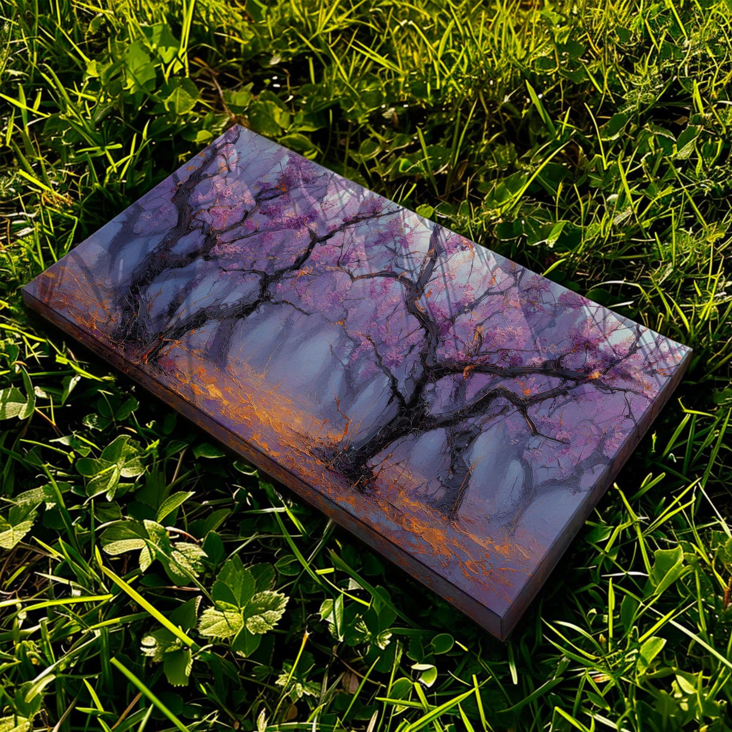 Misty Blossom Canvas Art | Impressionist Print | Modern Wall Art For Living Room | Lavender Haze Art | Tree Landscape Decor Horizontal Art