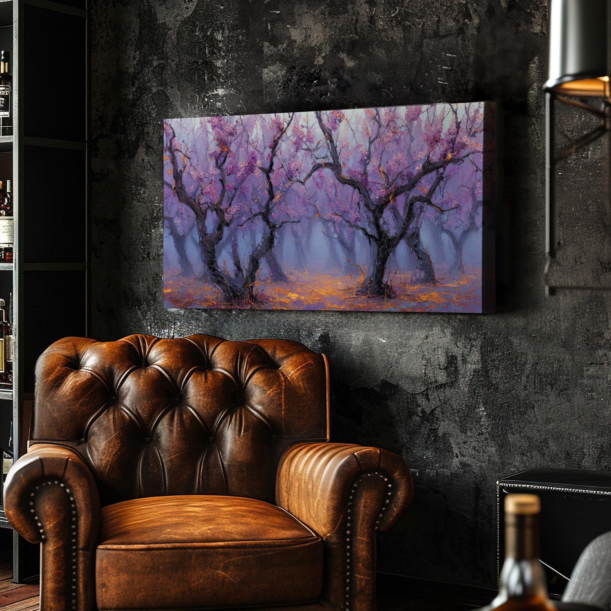 Misty Blossom Canvas Art | Impressionist Print | Modern Wall Art For Living Room | Lavender Haze Art | Tree Landscape Decor Horizontal Art