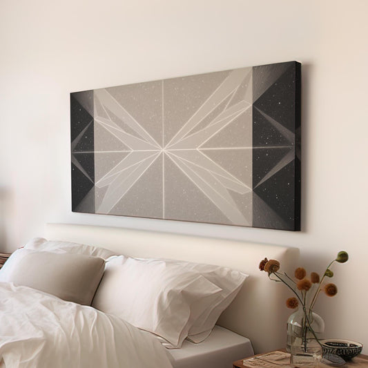 Symmetrical Starburst Canvas Art | Geometric Modern Print | Minimalist Wall Art For Office | Cosmic Pearl Art | Abstract Design Decor Art