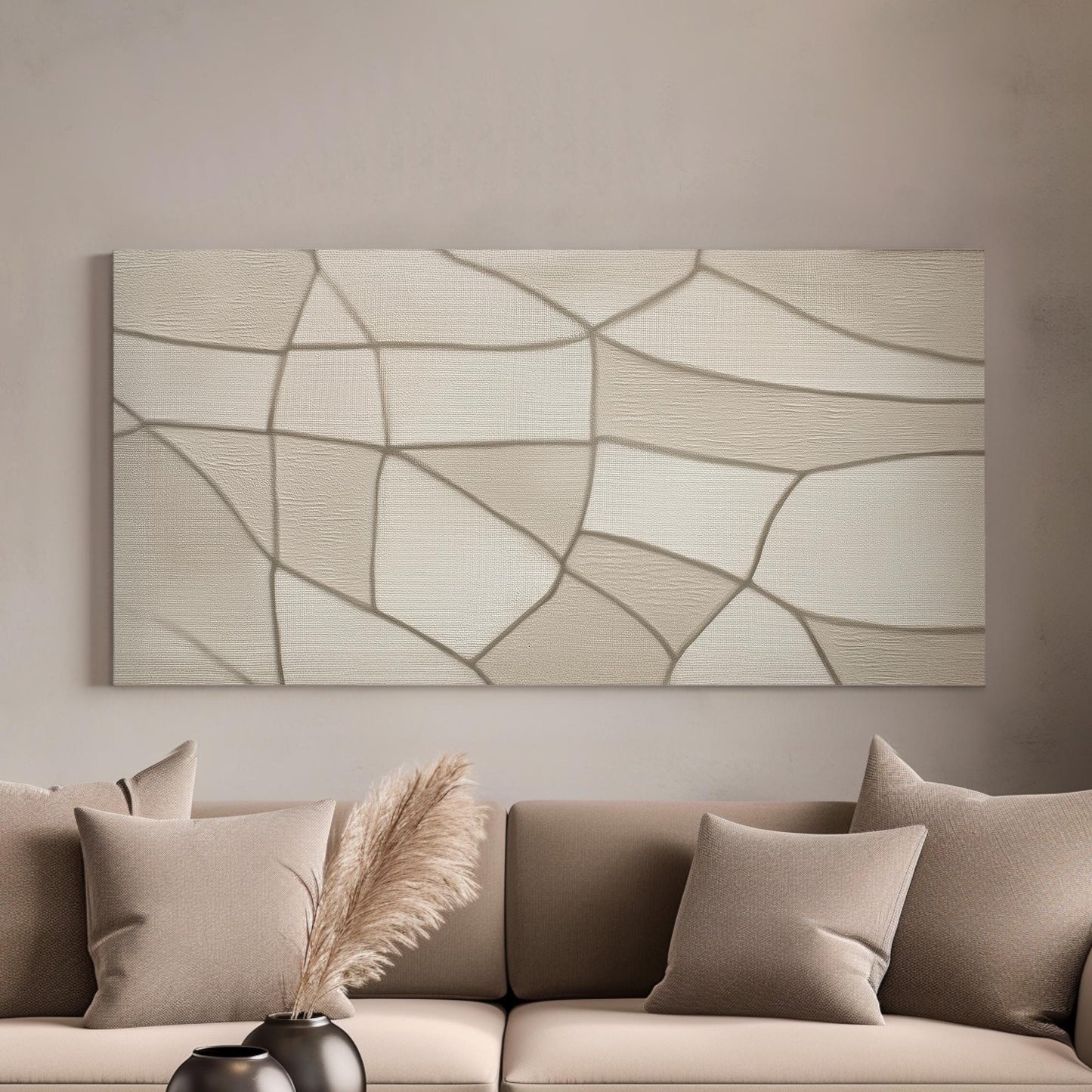 Subtle Geometric Canvas Art | Abstract Print | Modern Wall Art For Living Room | Sand Dune Art | Shapes Decor Horizontal Art
