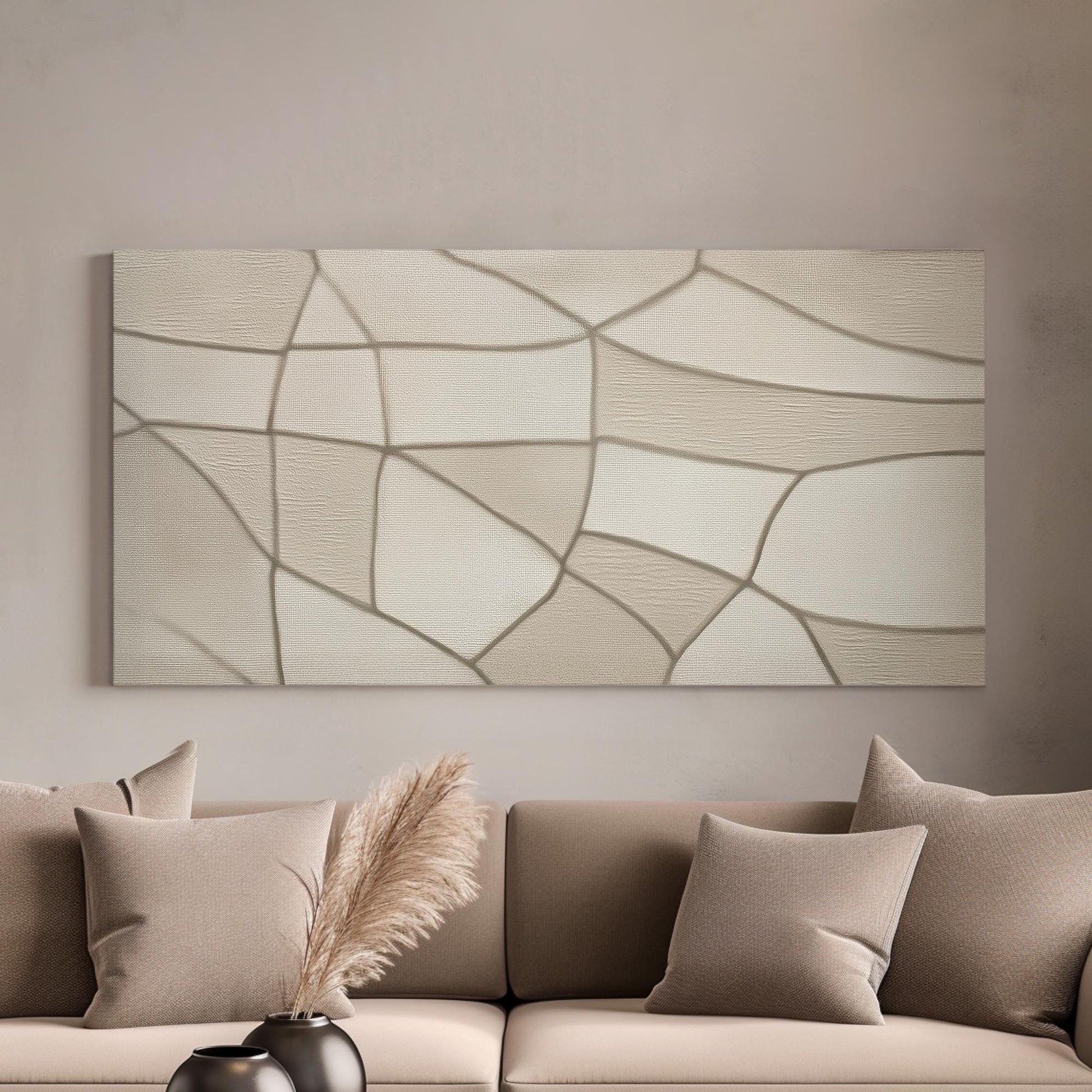 Subtle Geometric Canvas Art | Abstract Print | Modern Wall Art For Living Room | Sand Dune Art | Shapes Decor Horizontal Art