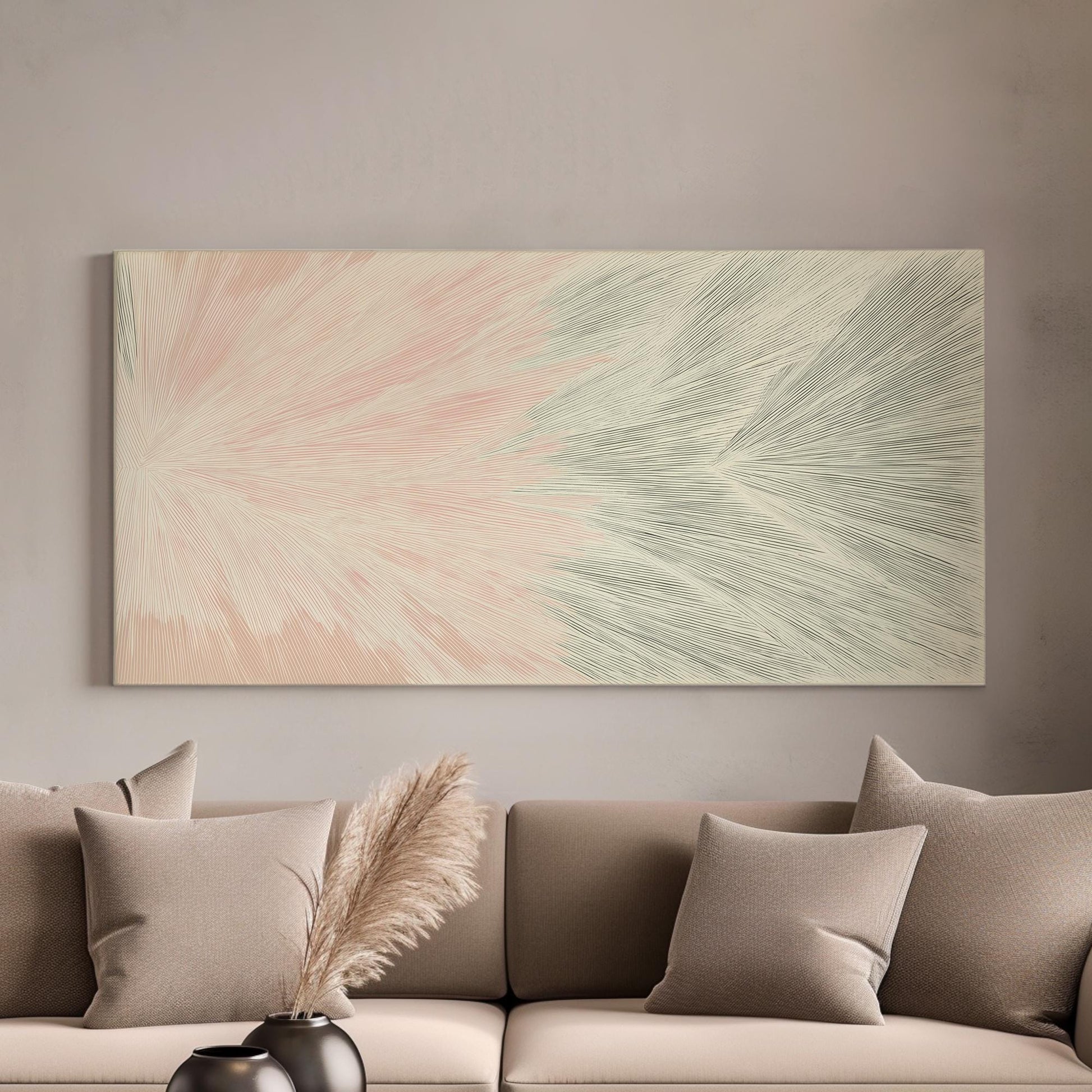 Radiant Threads Canvas Art | Abstract Print | Modern Wall Art For Living Room | Blush Linen Art | Abstract Texture Decor Horizontal Art