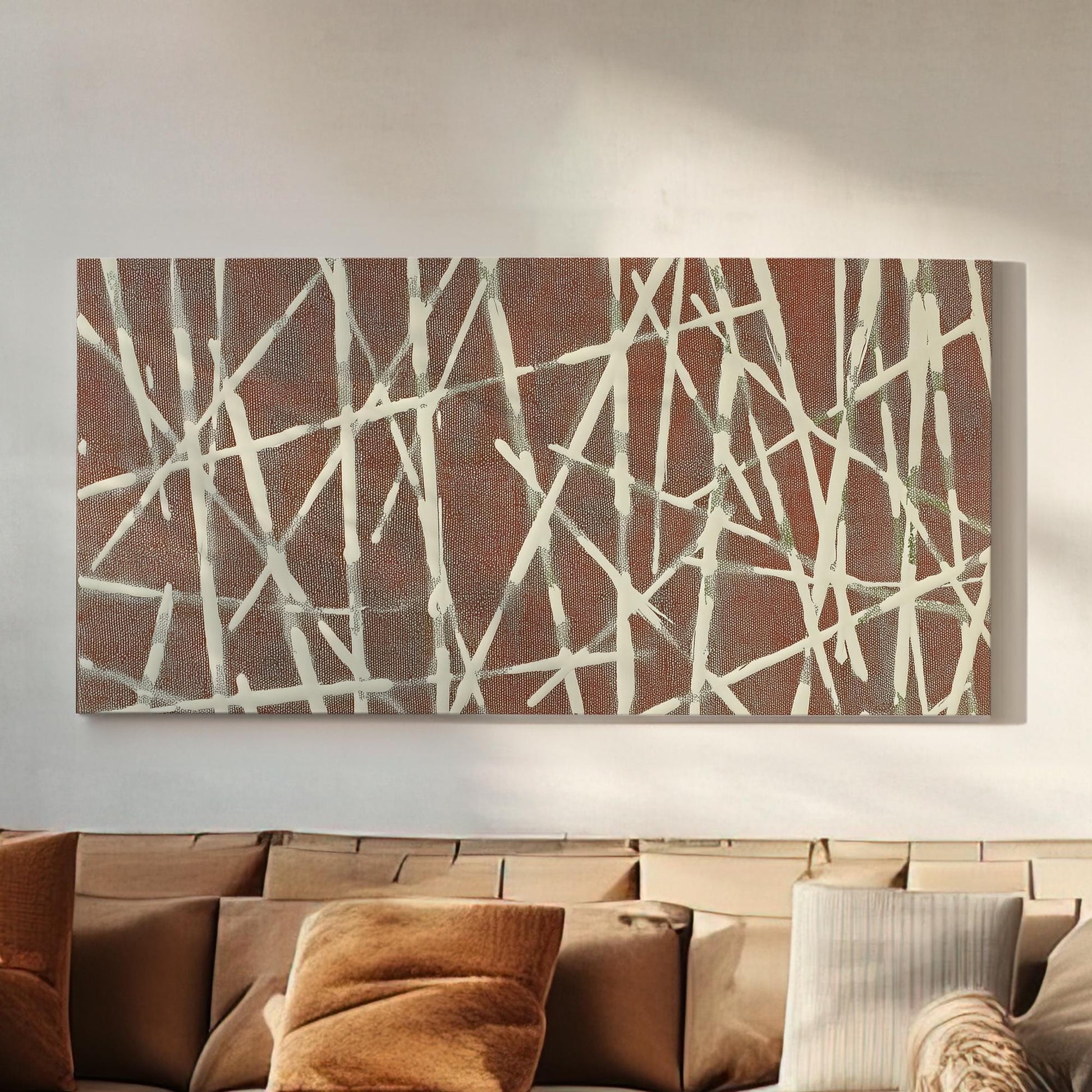 Tangled Lines Canvas Art | Abstract Print | Modern Wall Art For Living Room | Antique White Art | Geometric Decor Horizontal Art