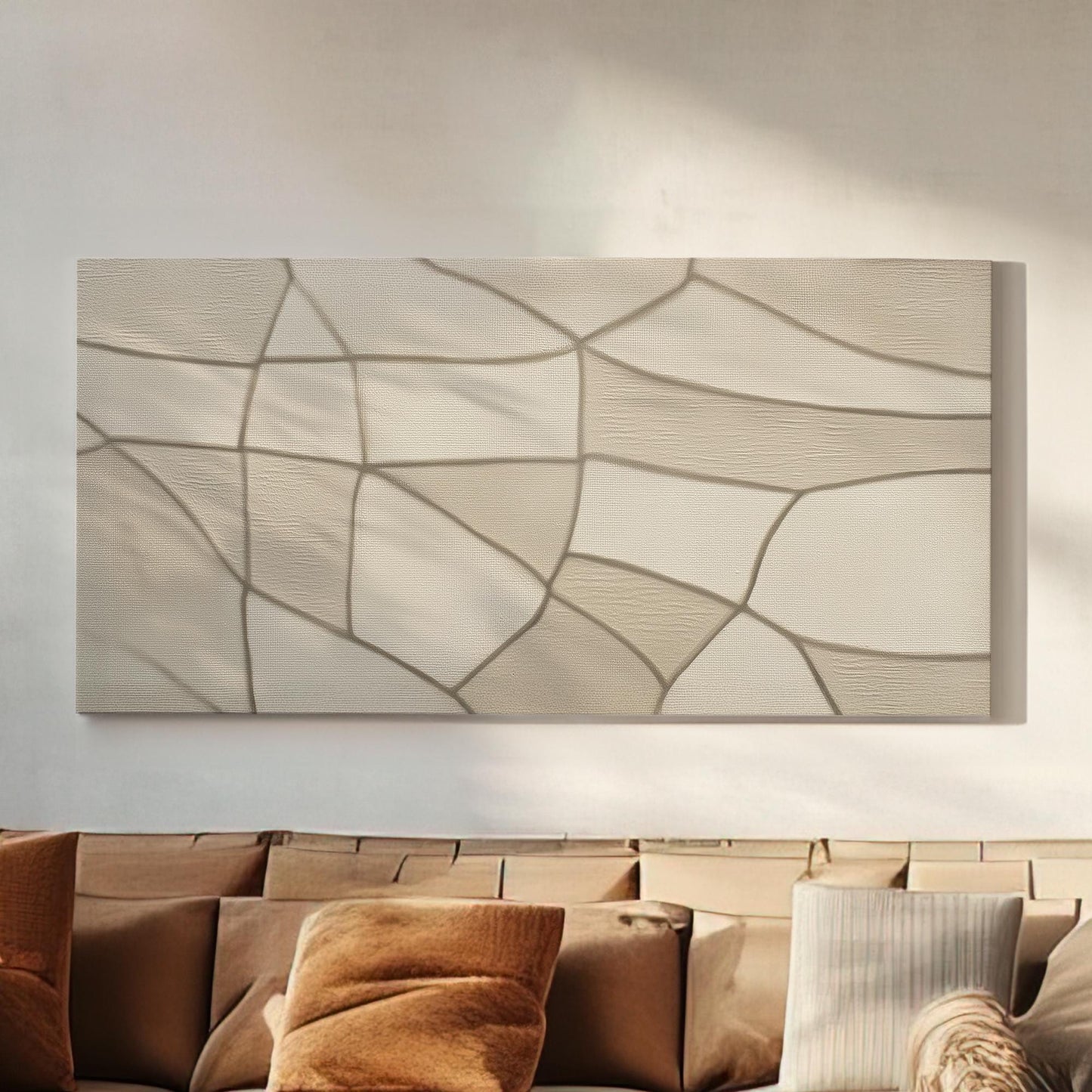 Subtle Geometric Canvas Art | Abstract Print | Modern Wall Art For Living Room | Sand Dune Art | Shapes Decor Horizontal Art