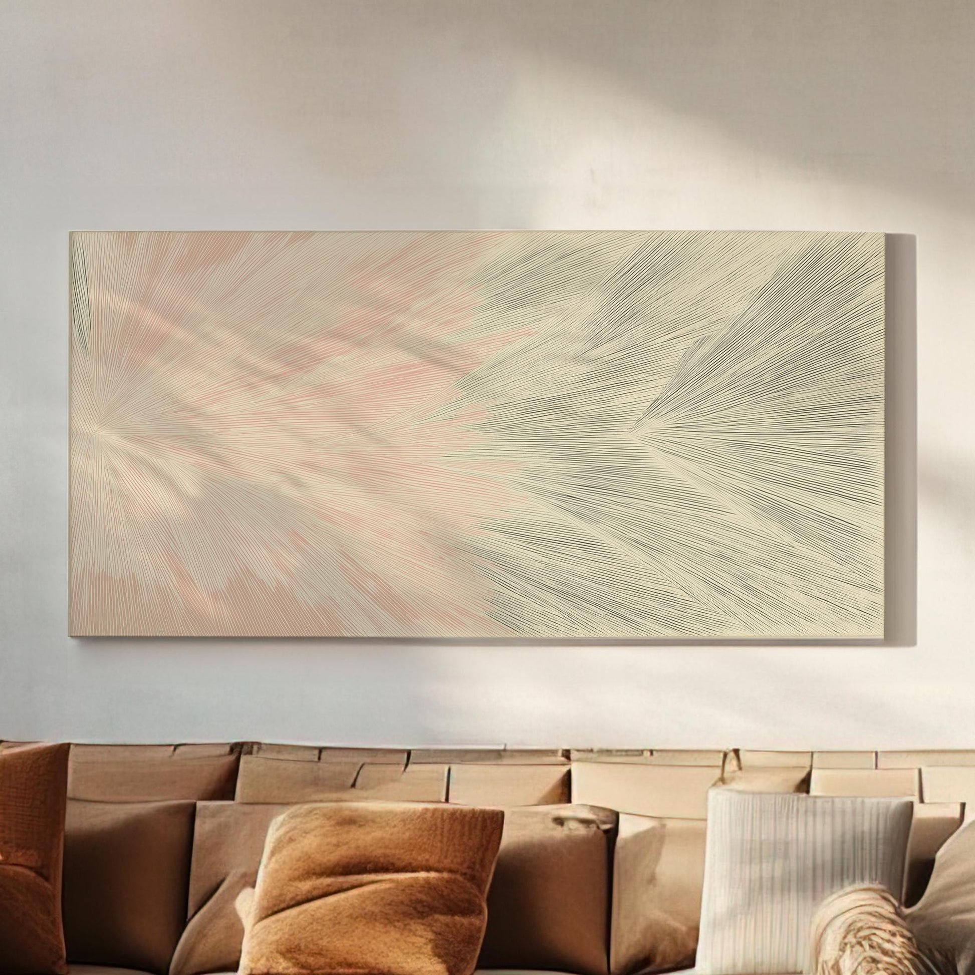 Radiant Threads Canvas Art | Abstract Print | Modern Wall Art For Living Room | Blush Linen Art | Abstract Texture Decor Horizontal Art