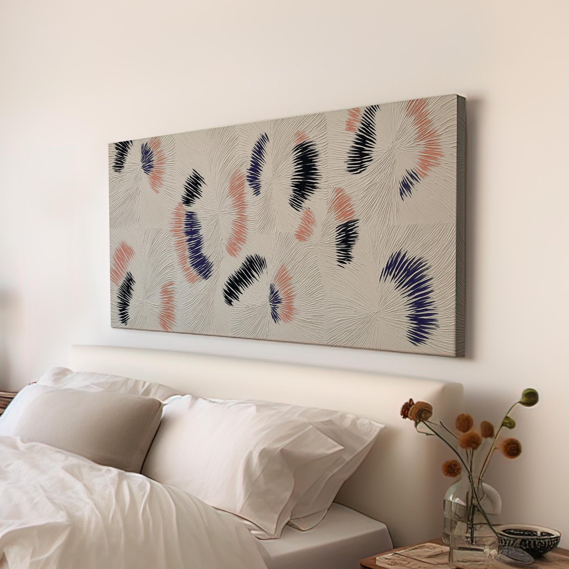 Ethereal Ridges Canvas Art | Abstract Texture Print | Modern Wall Art For Living Room | Whispering Blush Art | Textured Pattern Decor Art