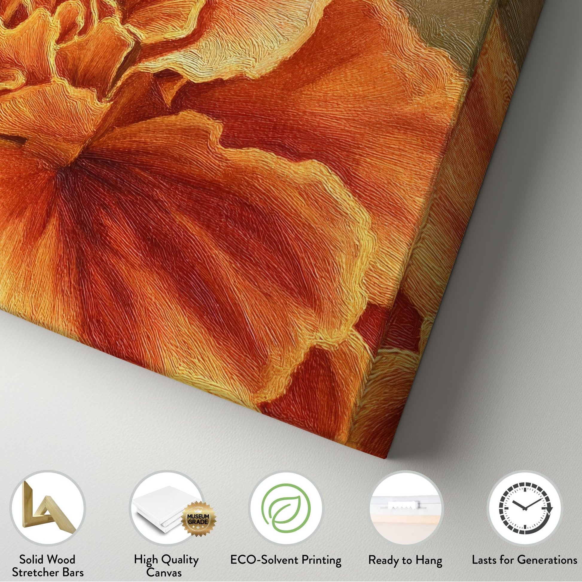 Fiery Petals Canvas Print: Impressionistic Floral Wall Art