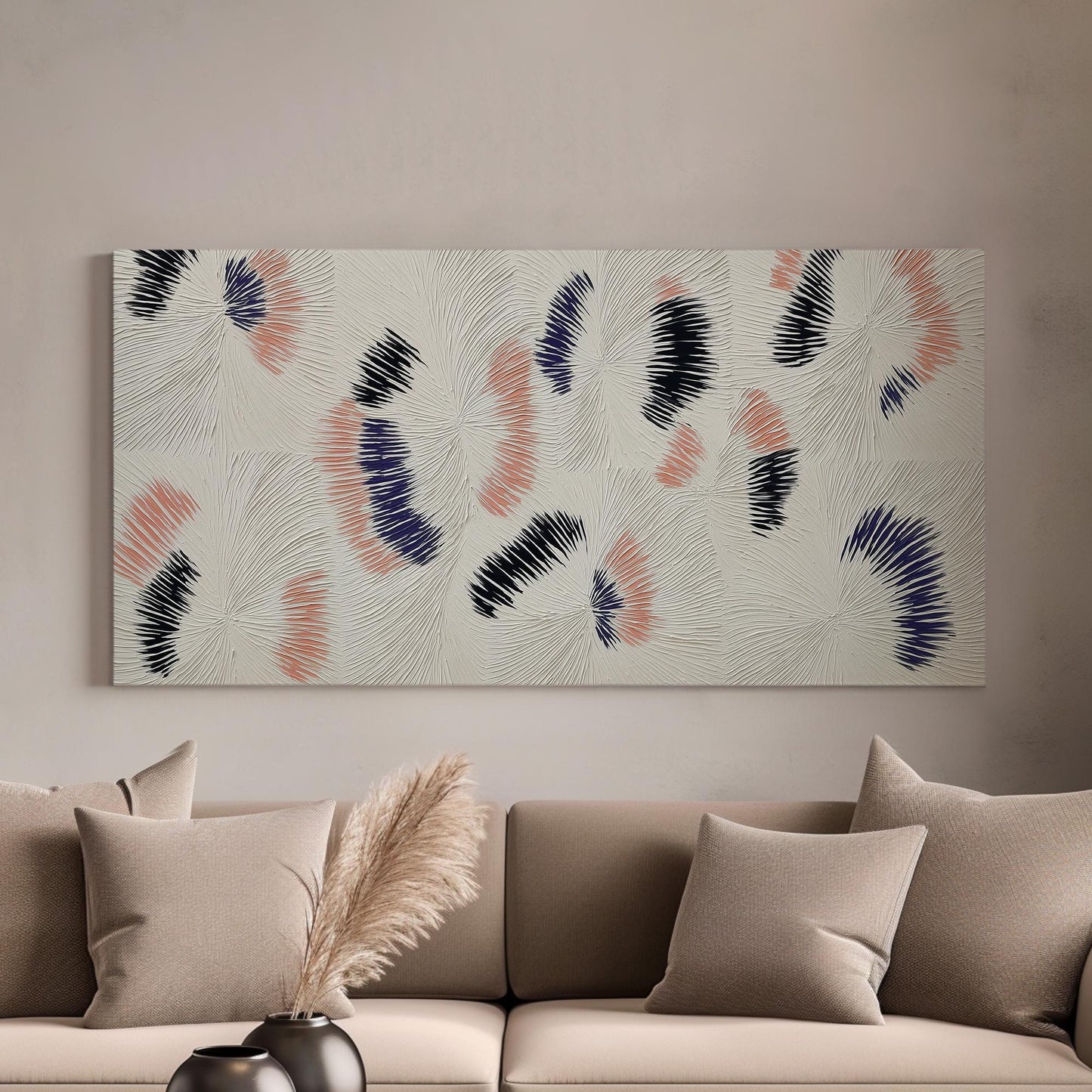 Ethereal Ridges Canvas Art | Abstract Texture Print | Modern Wall Art For Living Room | Whispering Blush Art | Textured Pattern Decor Art