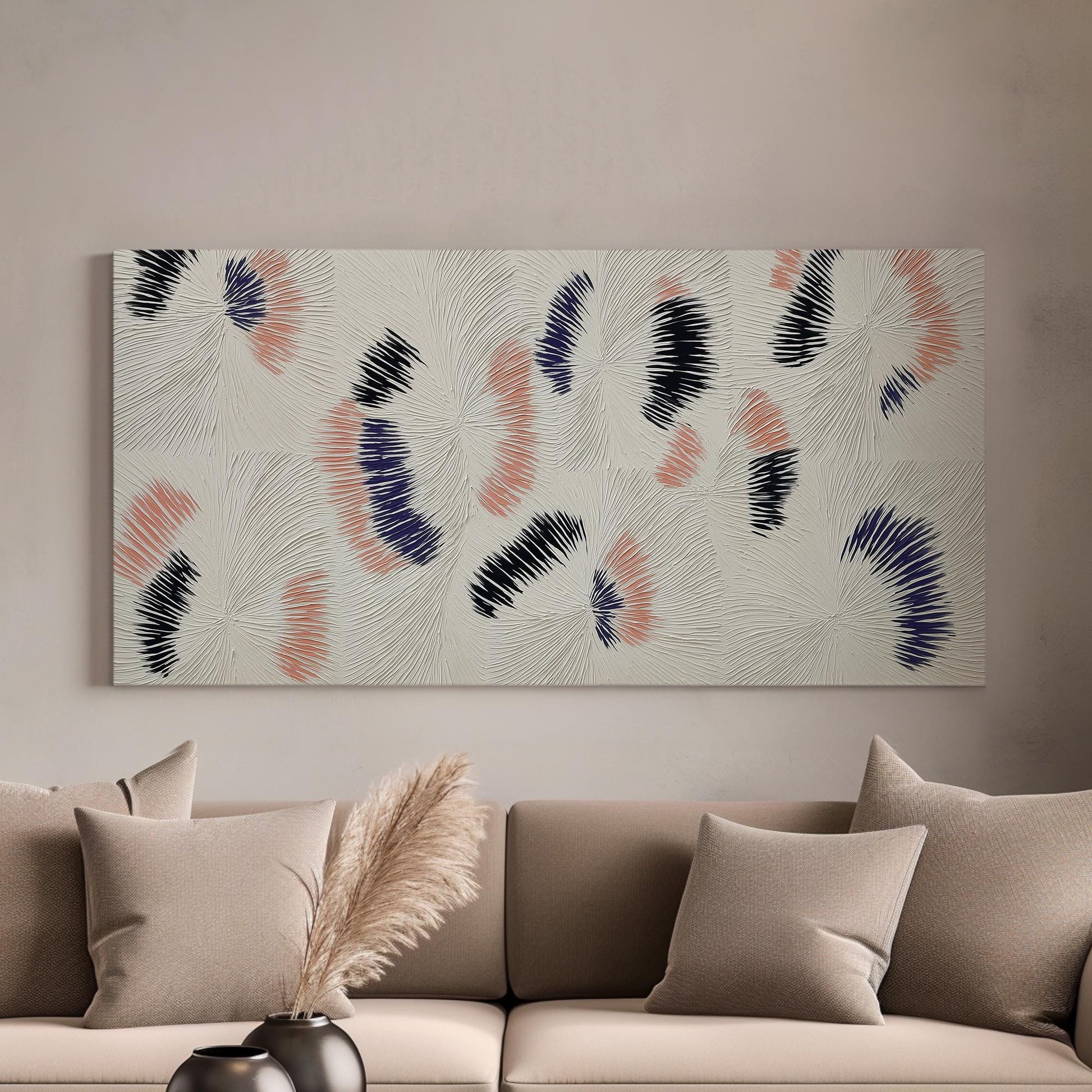 Ethereal Ridges Canvas Art | Abstract Texture Print | Modern Wall Art For Living Room | Whispering Blush Art | Textured Pattern Decor Art