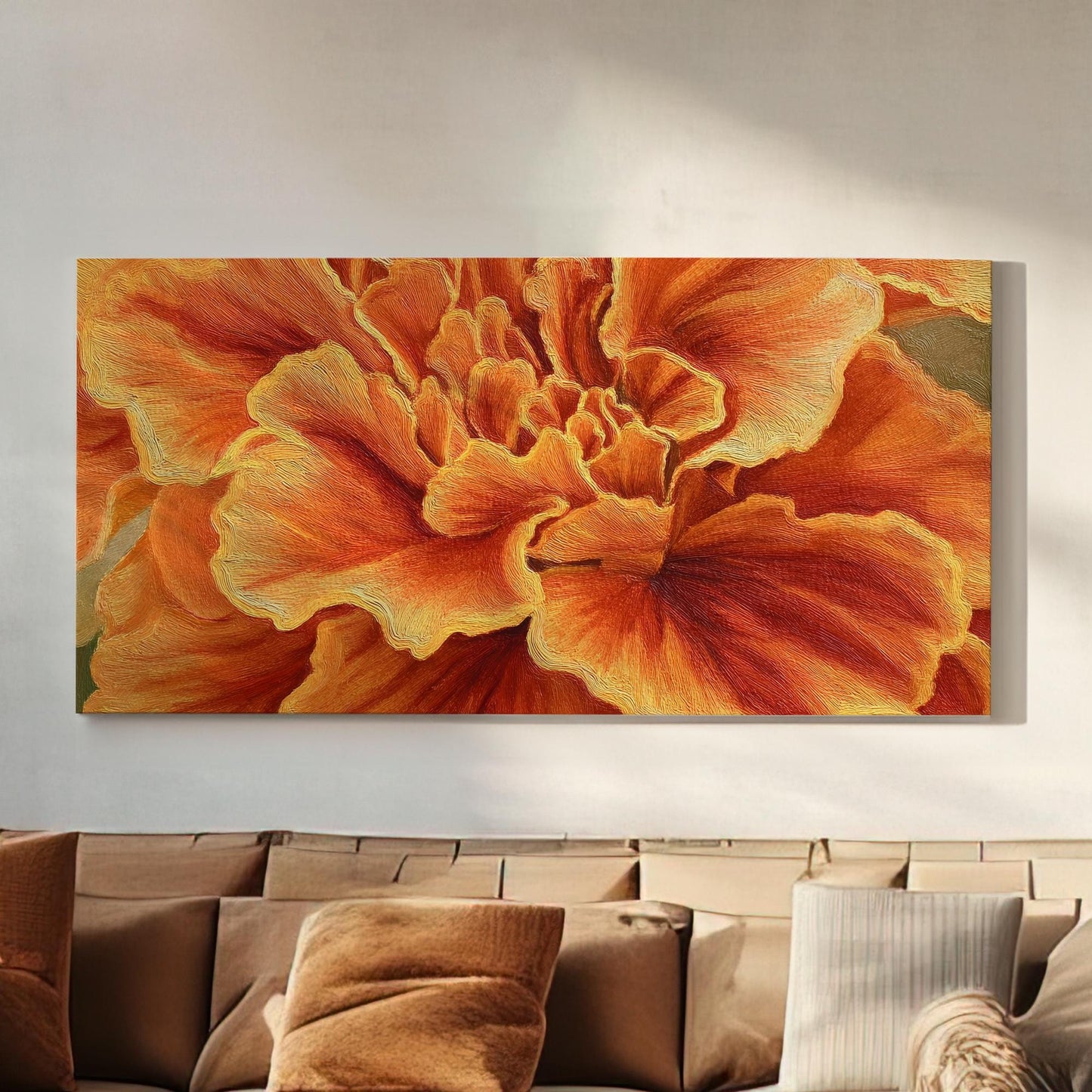 Fiery Petals Canvas Print: Impressionistic Floral Wall Art