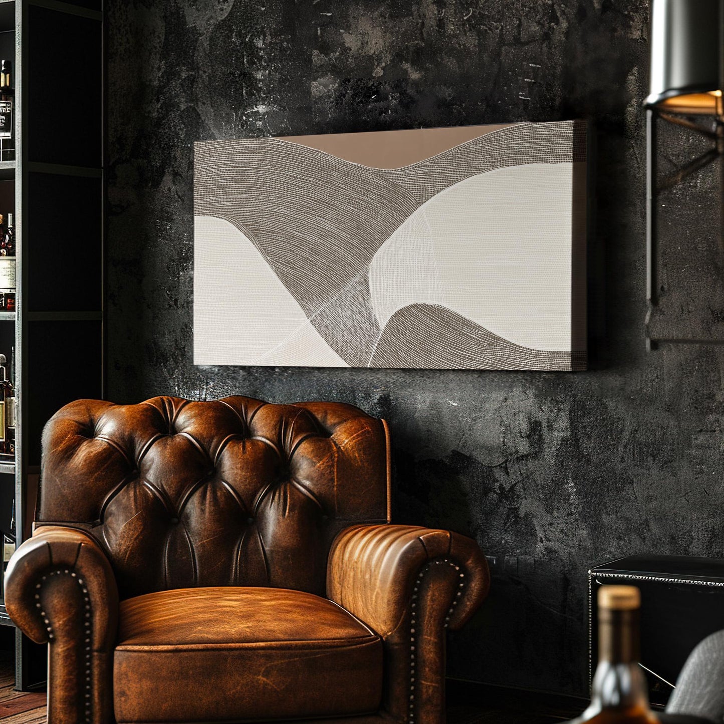 Flowing Curves Canvas Art | Abstract Print | Minimalist Wall Art For Living Room | Earthy Taupe Art | Wave Decor Horizontal Art