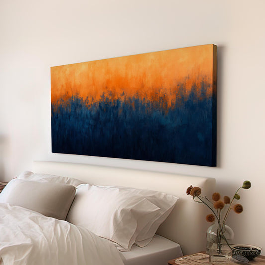 Abstract Sunset Hues Canvas Art | Impasto Palette Knife Print | Bohemian Maximalist Wall Art For Living Room Horizontal Art