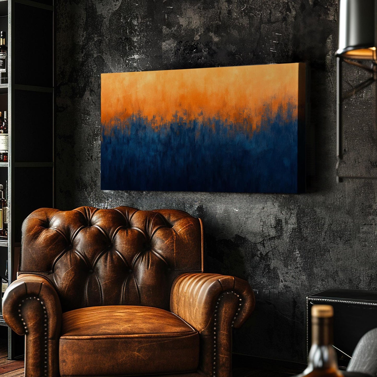 Abstract Sunset Hues Canvas Art | Impasto Palette Knife Print | Bohemian Maximalist Wall Art For Living Room Horizontal Art