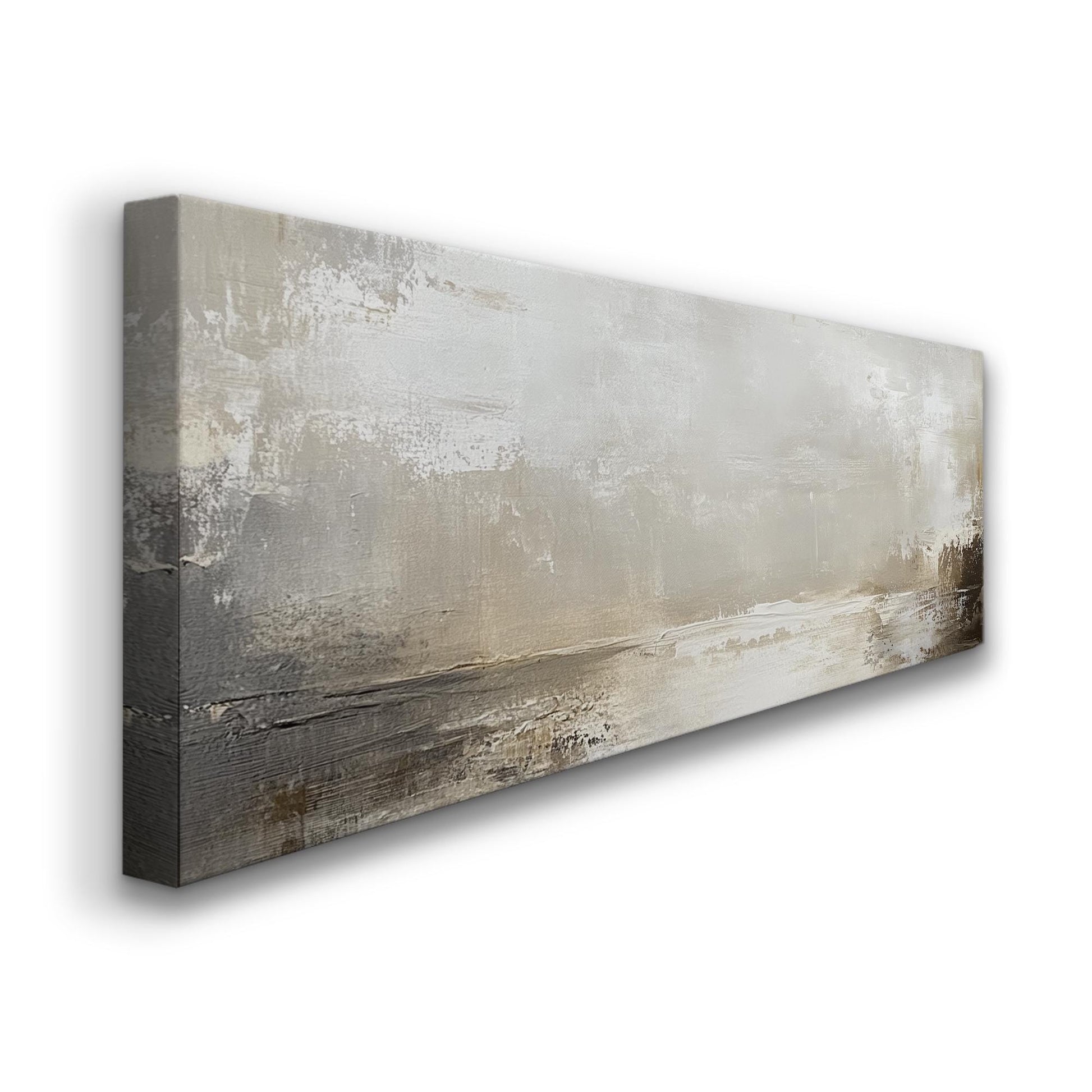 Abstract Seascape Canvas Art | Impasto Palette Knife Print | Tranquil Scandinavian Wall Art For Living Room Panoramic Wall Art