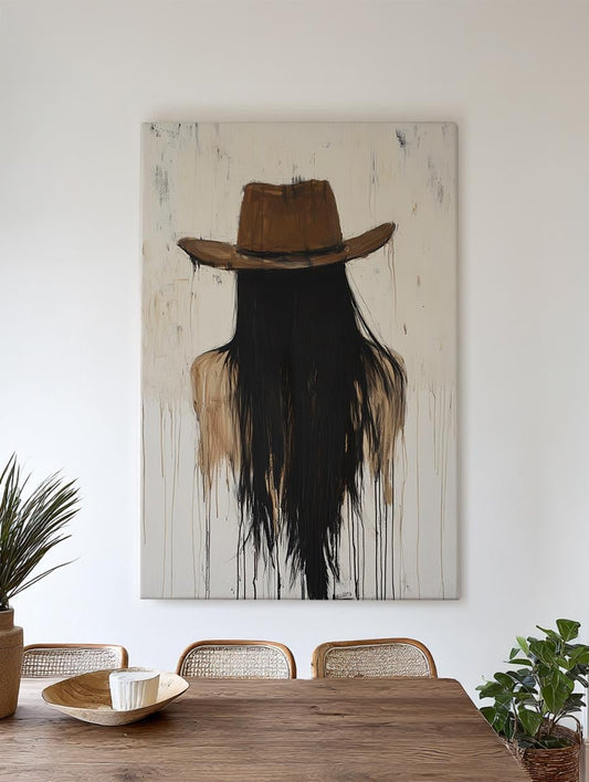 Desert Sunset Canvas Art | Impasto Brushstroke Print | Bohemian Wall Art For Above Couch | Taupe Onyx Art Vertical Canvas