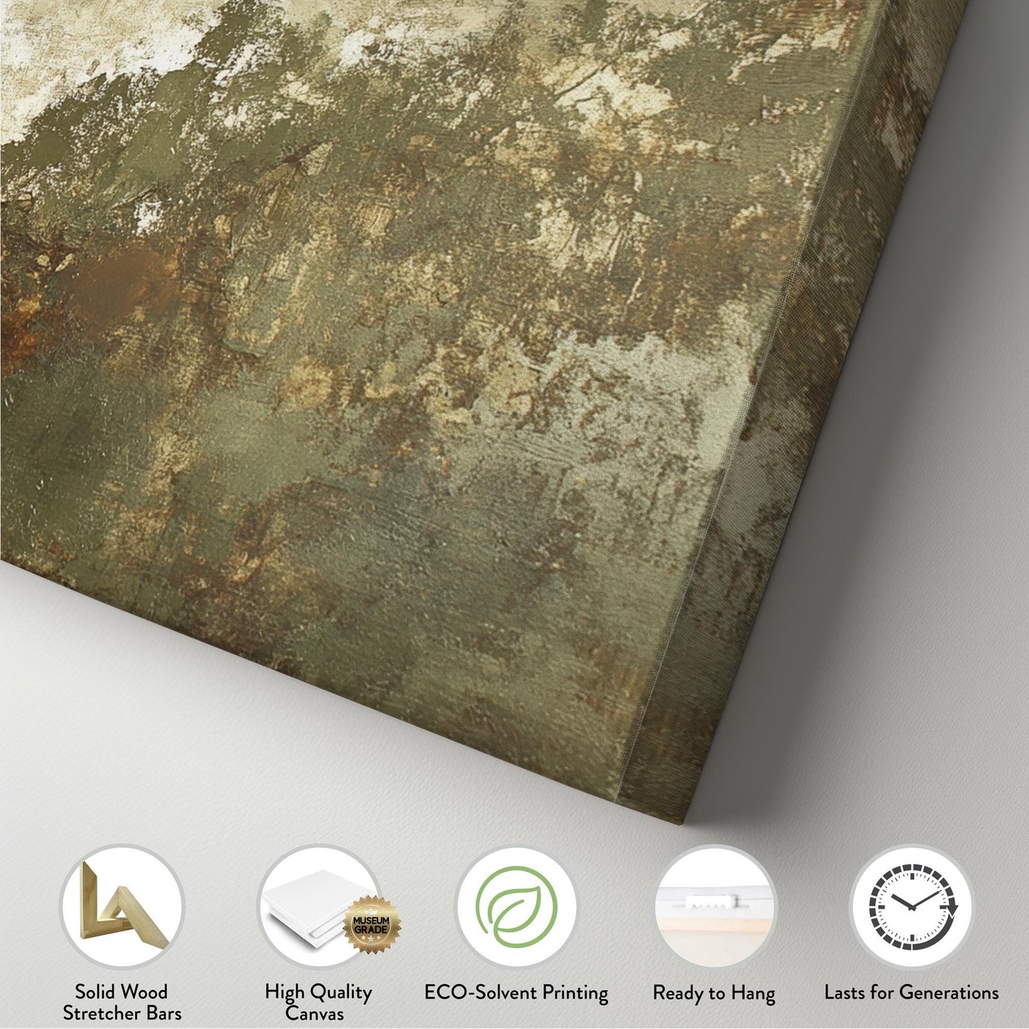 Abstract Forest Canopy Canvas Art | Impasto Texture Print | Biophilic Wall Art For Living Room | Earthy Ochre Sage Art Panoramic Wall Art