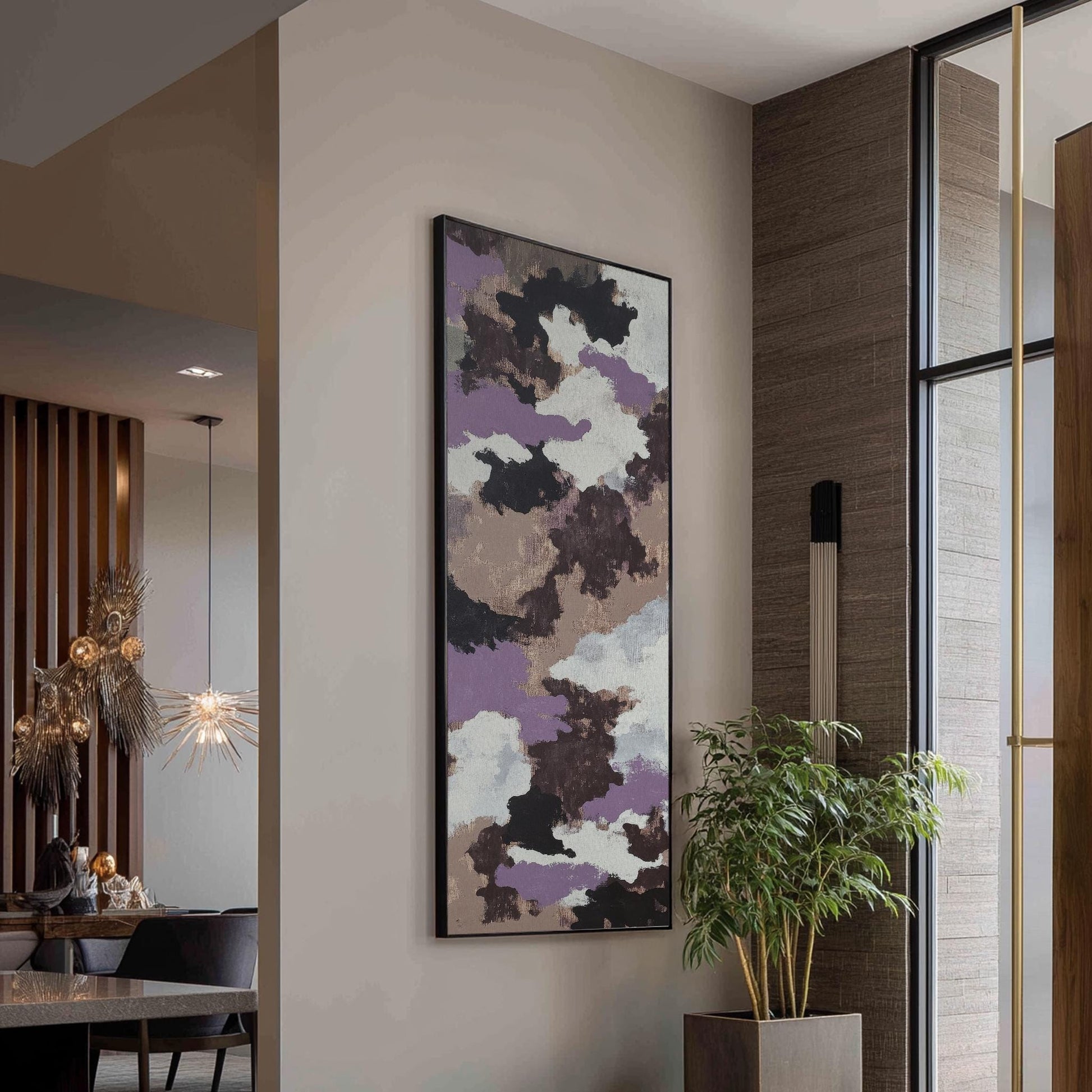 Abstract Cloud Nine Canvas Art | Impasto Print | Biophilic Wall Art For Living Room | Silver Sage and Dove Grey Art Long Vertical Art