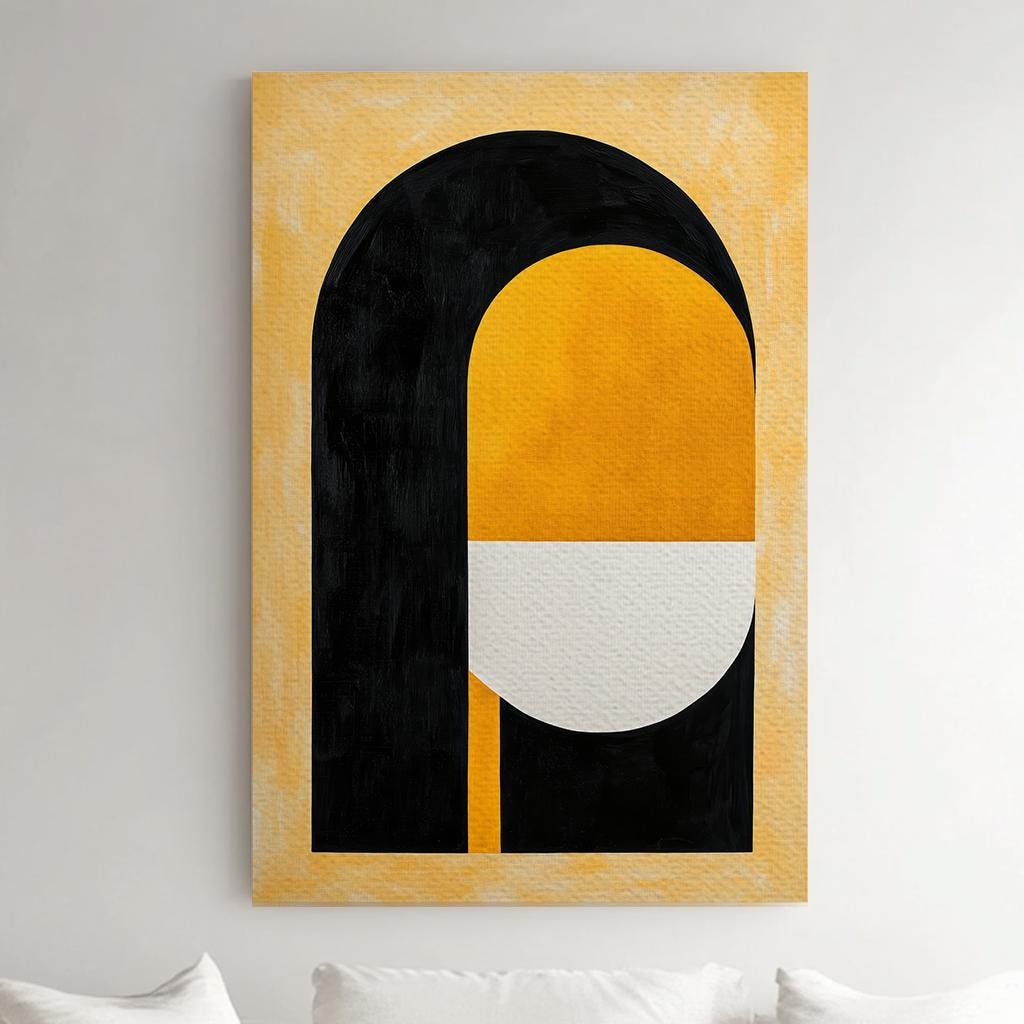 Abstract Archway Canvas Art | Geometric Minimalist Print | Mid Century Modern Wall Art For Living Room Vertical Canvas