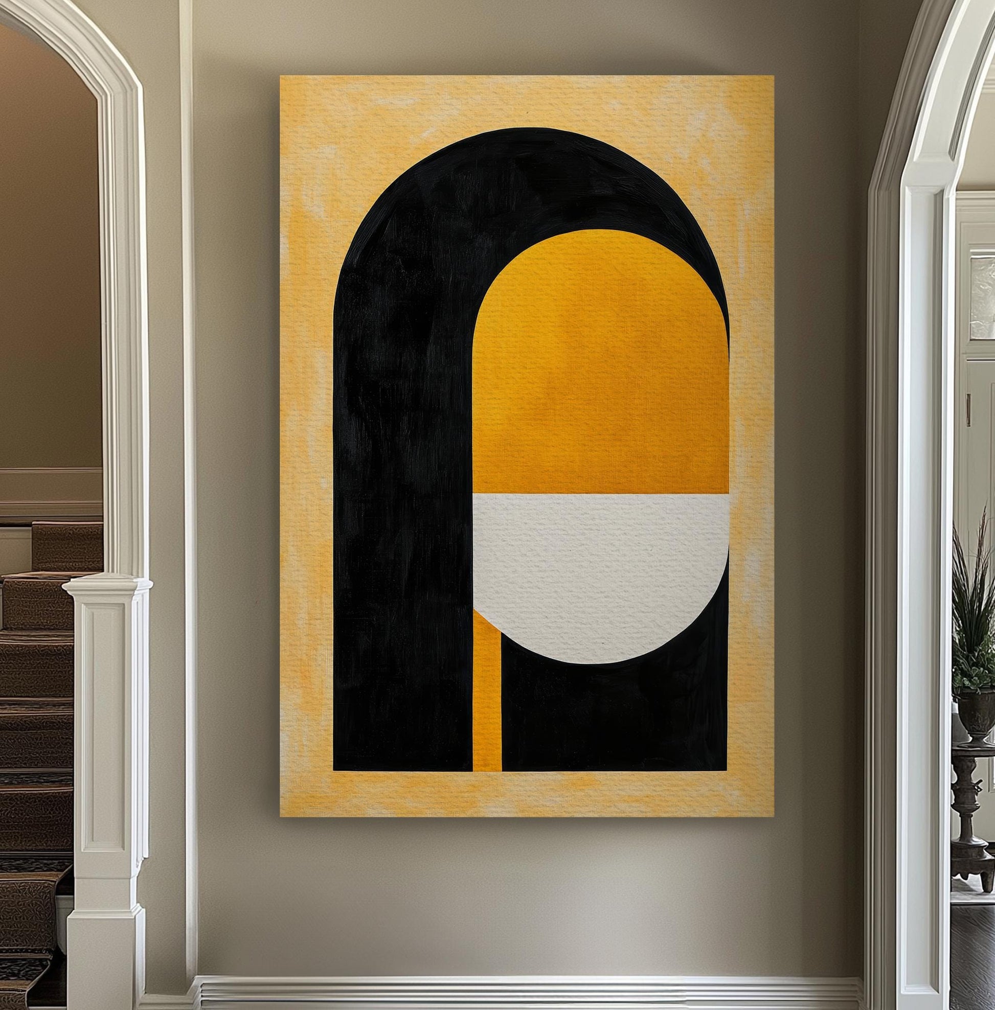 Abstract Archway Canvas Art | Geometric Minimalist Print | Mid Century Modern Wall Art For Living Room Vertical Canvas